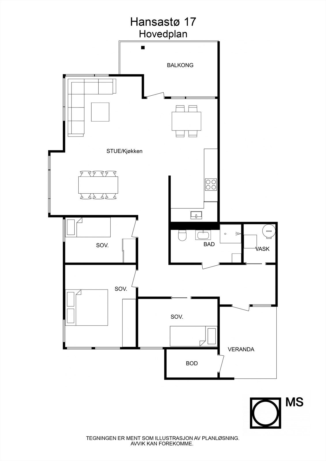 Floorplan letterhead - Hansastø 17 - Hovedplan - 2D Floor Plan Galleribilde