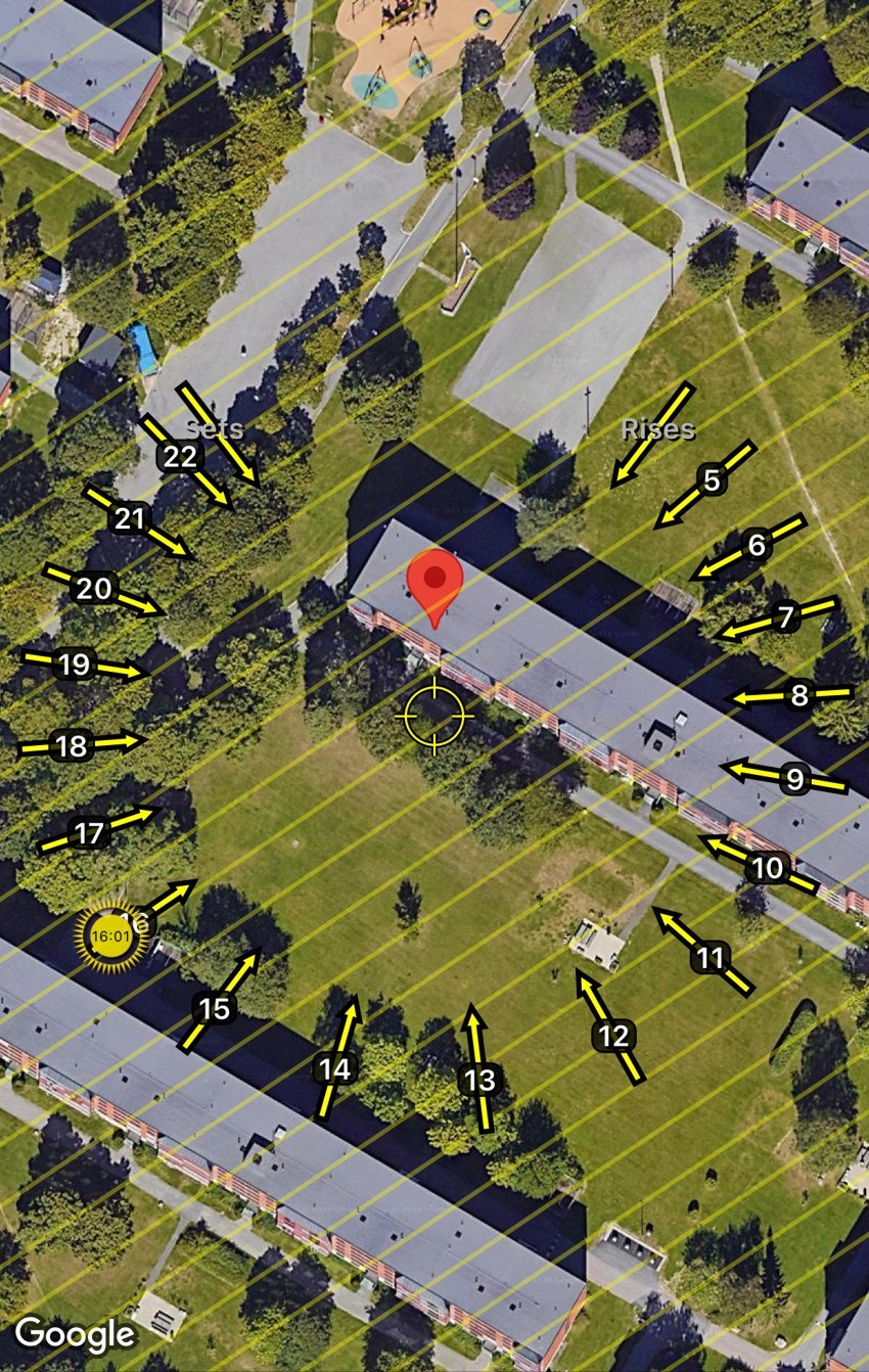 Sol-ur for leiligheten for juni måned. Galleribilde