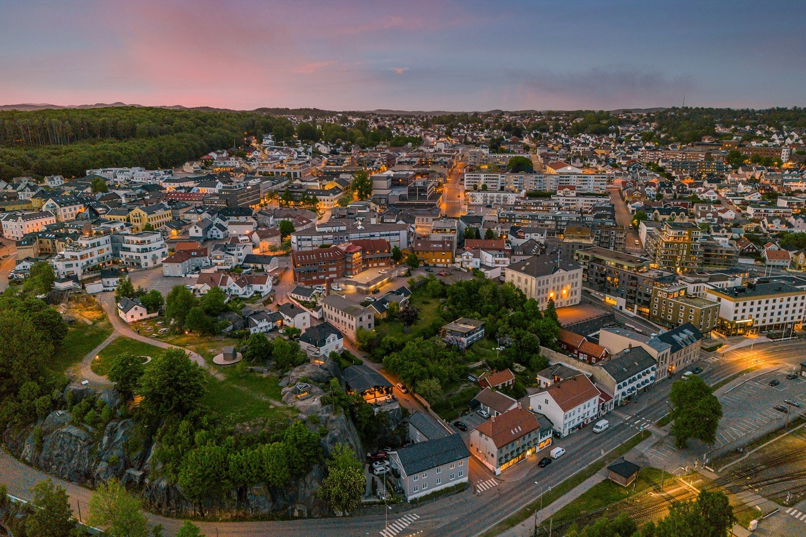 Dronebilde kveldstid Galleribilde