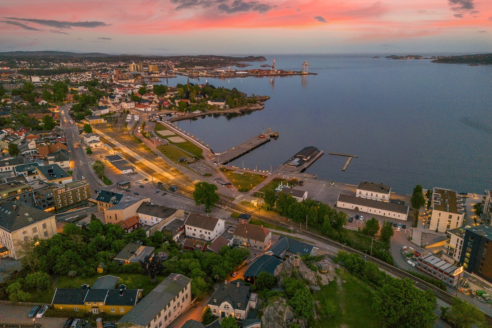 Dronebilde kveldstid Galleribilde