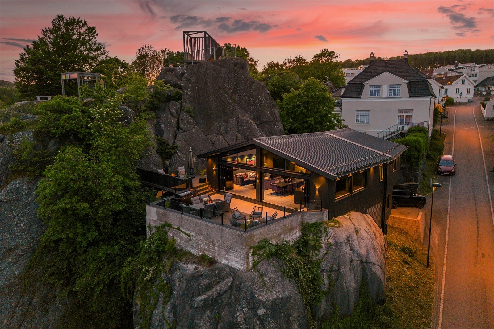 Dronebilde kveldstid Galleribilde