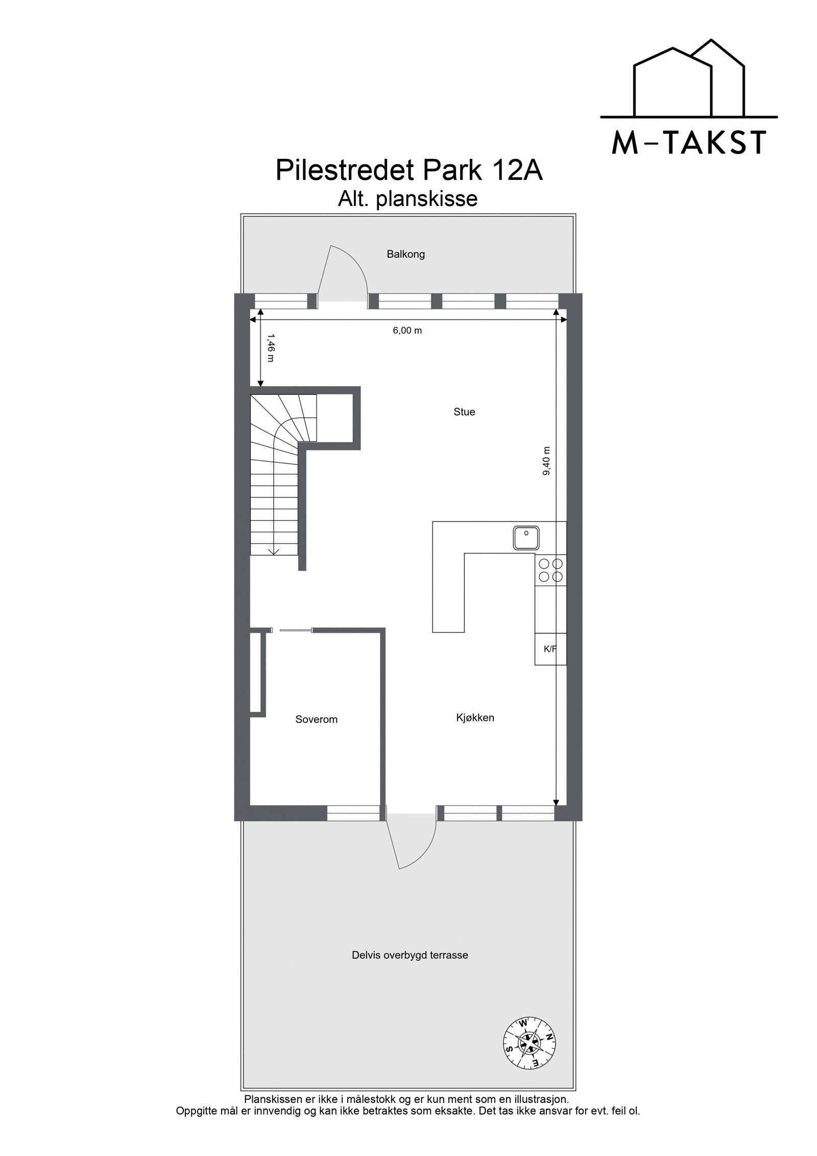 Pilestredet Park 12A - Alt. planskisse med totalt tre soverom Galleribilde