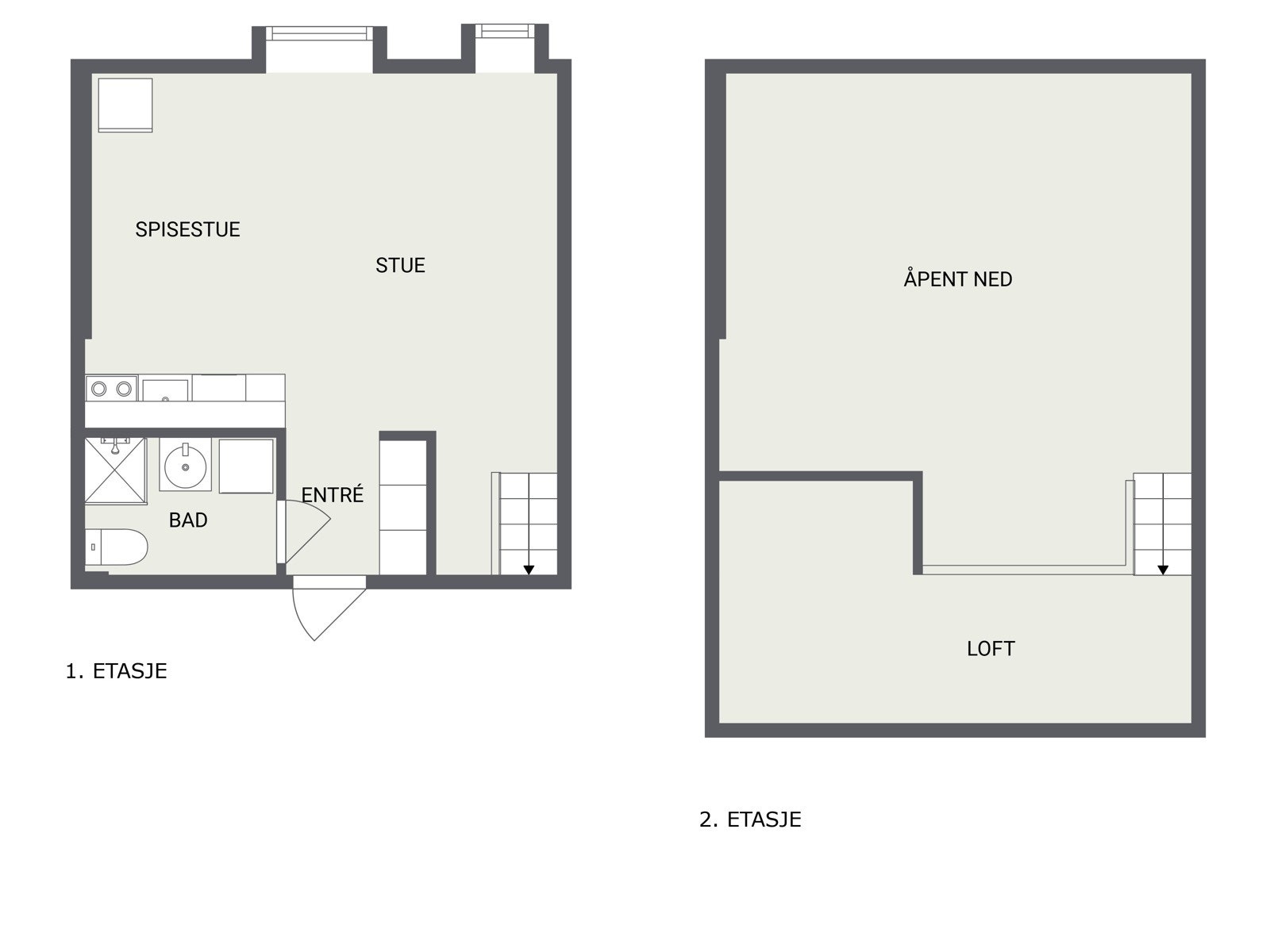 Plantegning - begge plan. Galleribilde
