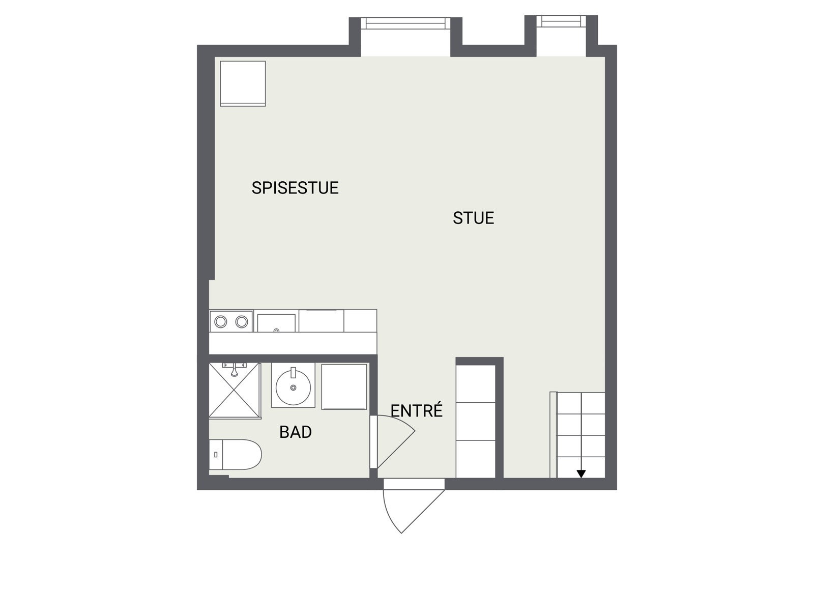 Plantegning - hovedetasje. Galleribilde