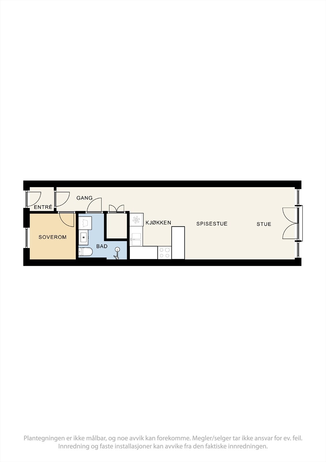 Planløsningen er lys og luftig, med romslige områder der hvert rom har sin egen dedikerte sone. Den gjennomgående utformingen sikrer effektiv gjennomlufting på varme sommerdager. Galleribilde