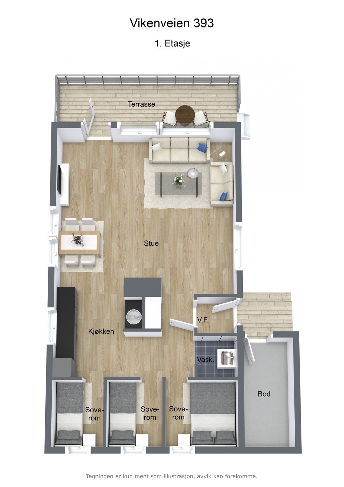 Vikenveien 393 - 3D - 1. Etasje - Letterhead Galleribilde