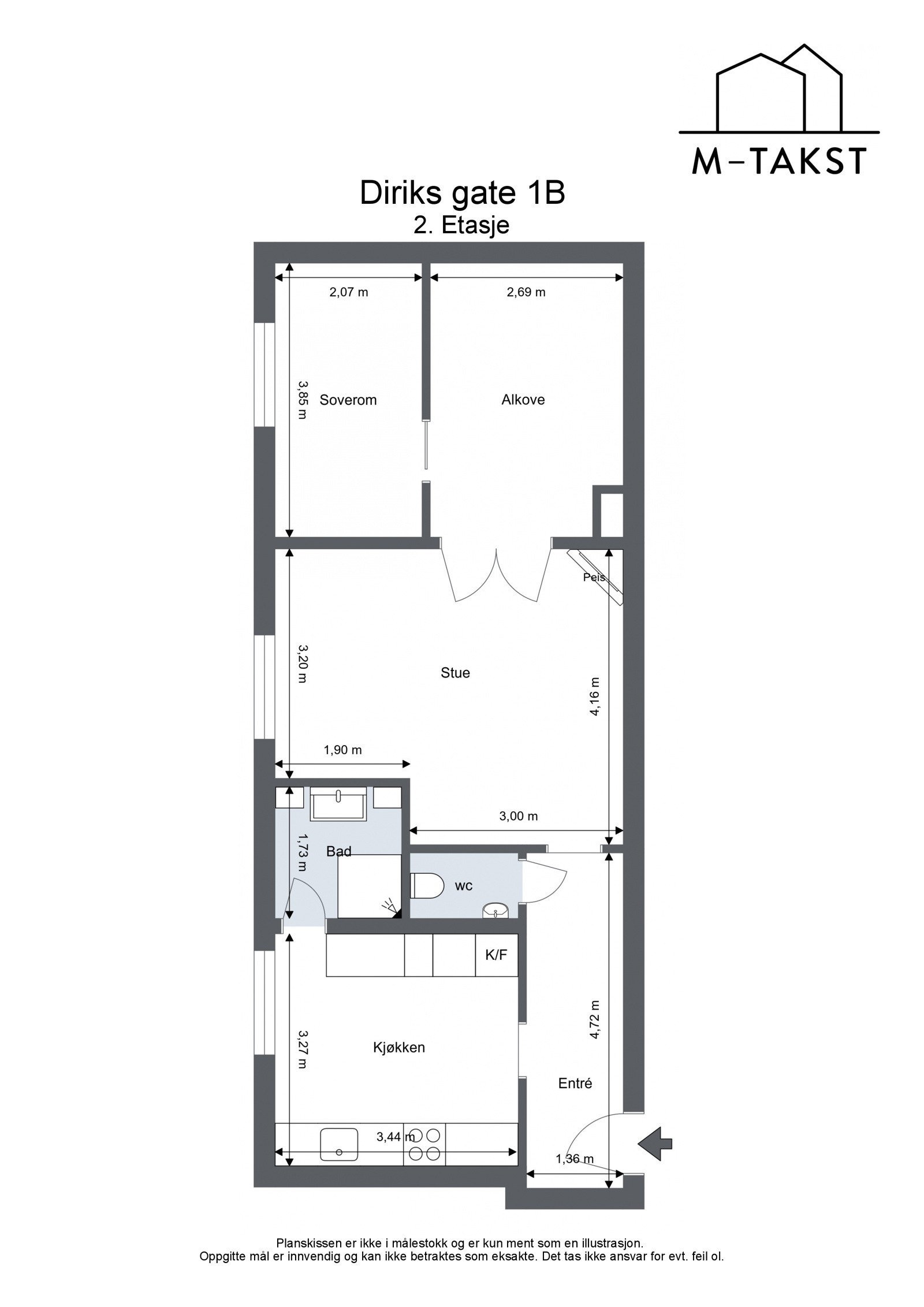 Plantegning - Diriks gate 1B - 2. Etasje Galleribilde