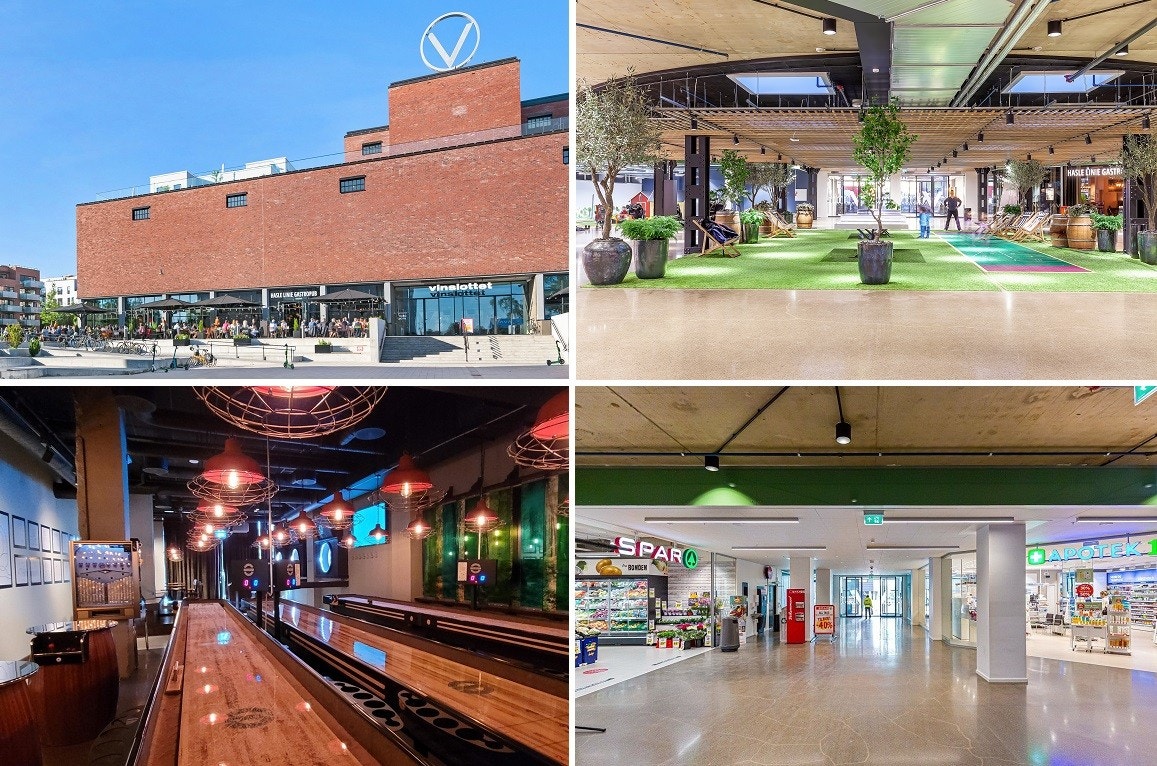 Over broen i retning Hasle finner du Vinslottet med Spar dagligvare, sushi, Jysk, Lille Lab og flere spennende butikker. Den populære Gastropuben tilbyr god mat og drikke, fotballkamper, shuffleboard og dart. Galleribilde