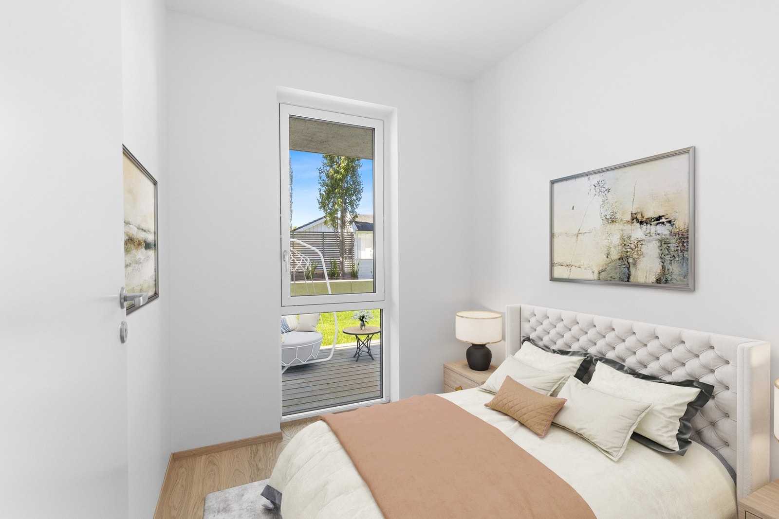 Leiligheten har to soverom hvor det minste soverommet er på 4,7 kvm. Galleribilde