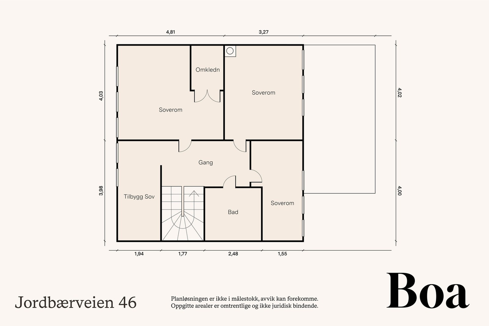 2. etasje: Trappegang, bad, fire soverom og omkledningsrom. Galleribilde