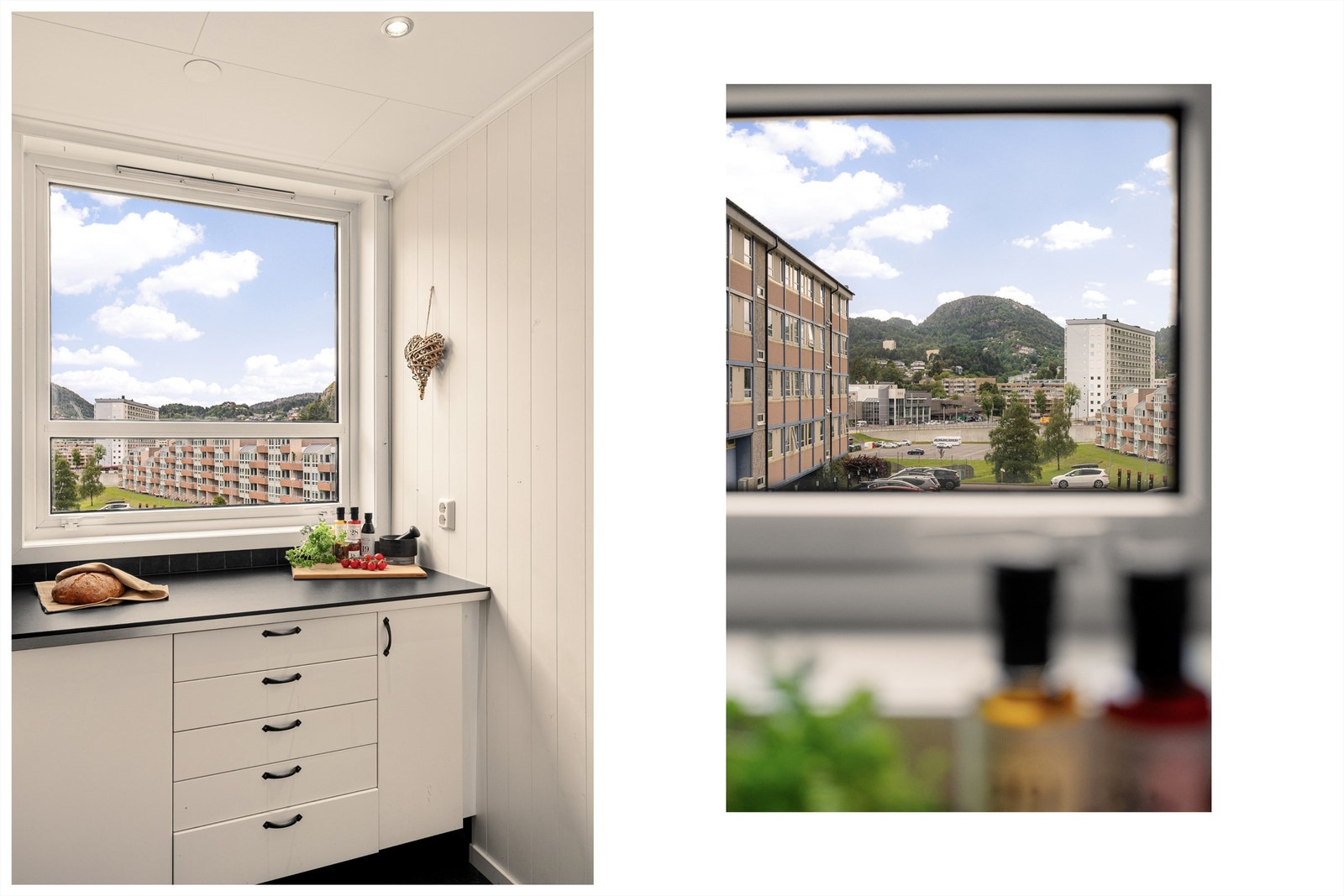 - Kjøkkenet har utsikt over fellesområdet og parkering - Galleribilde