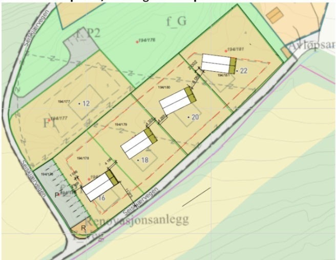 Plassering av hytter på Seiskjærvegen 16, 18, 20 og 22 Galleribilde