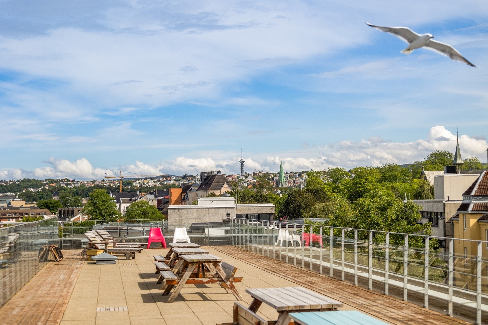 Stor felles takterrasse med flott utsikt og sol hele dagen. Galleribilde
