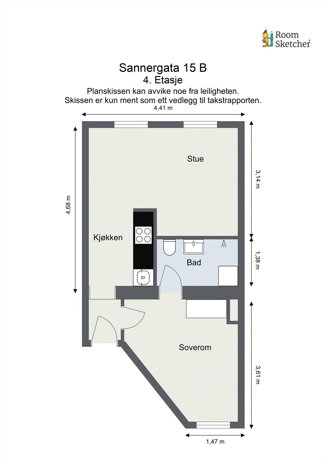 Leiligheten disponerer i tillegg en kjellerbod på ca. 5,5 m², samt en bod i trappeoppgang på ca. 1m². Galleribilde