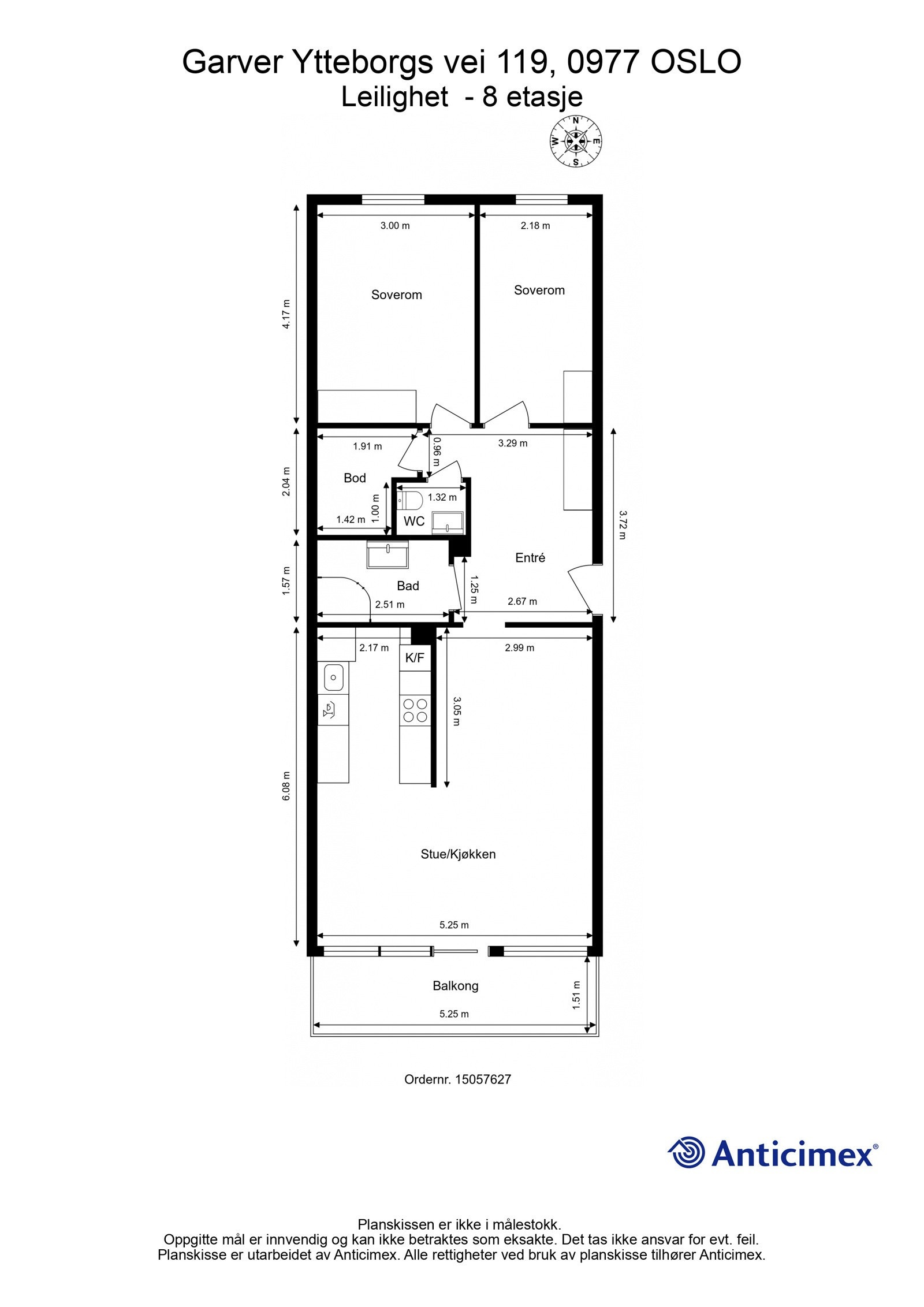 Plantegning med mål Galleribilde