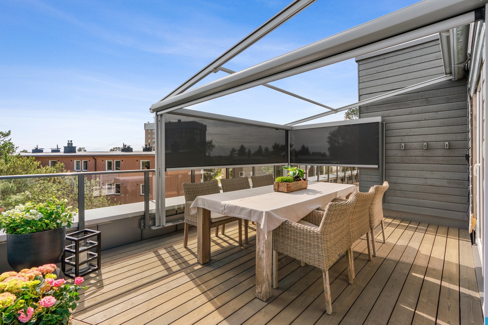 Her er det et ordentlig system som kan justeres etter solen og behov. Galleribilde