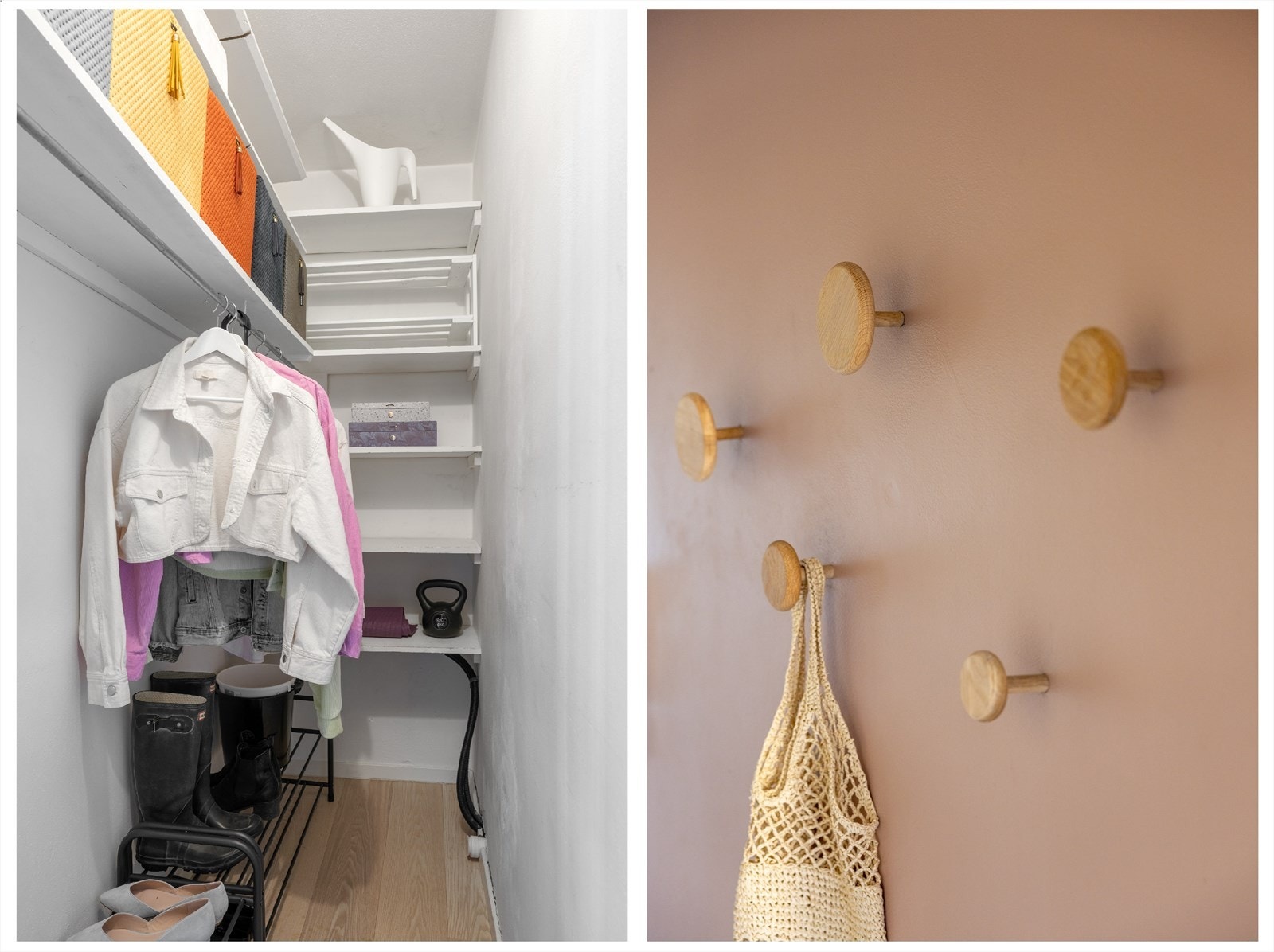 I gangen er det oppheng til ytterjakker og plass til sko. I tillegg har man en meget praktisk innvendig bod i leiligheten med ekstra oppbevaringsmuligheter. Galleribilde