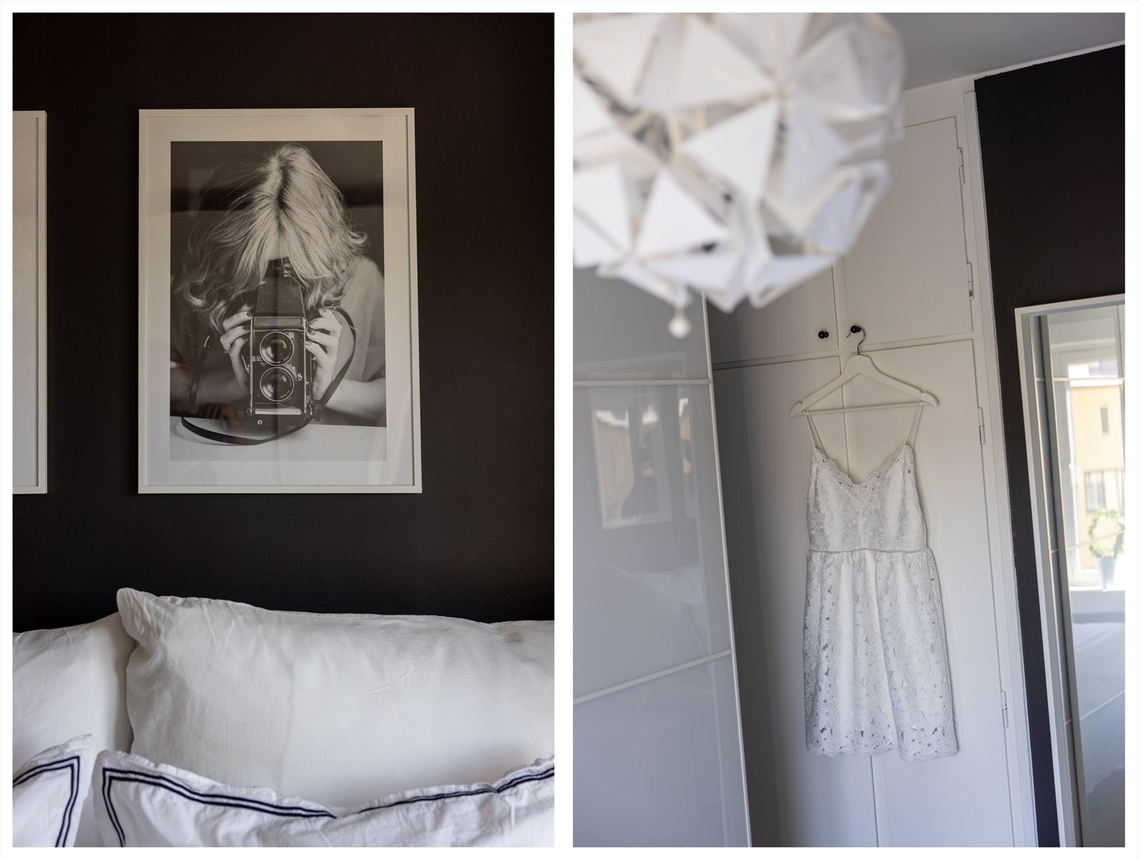 I tillegg til den store skyvedørsgarderoben har man gode oppbevaringsmuligheter i originalt garderobeskap. Se bilde til høyre. Galleribilde