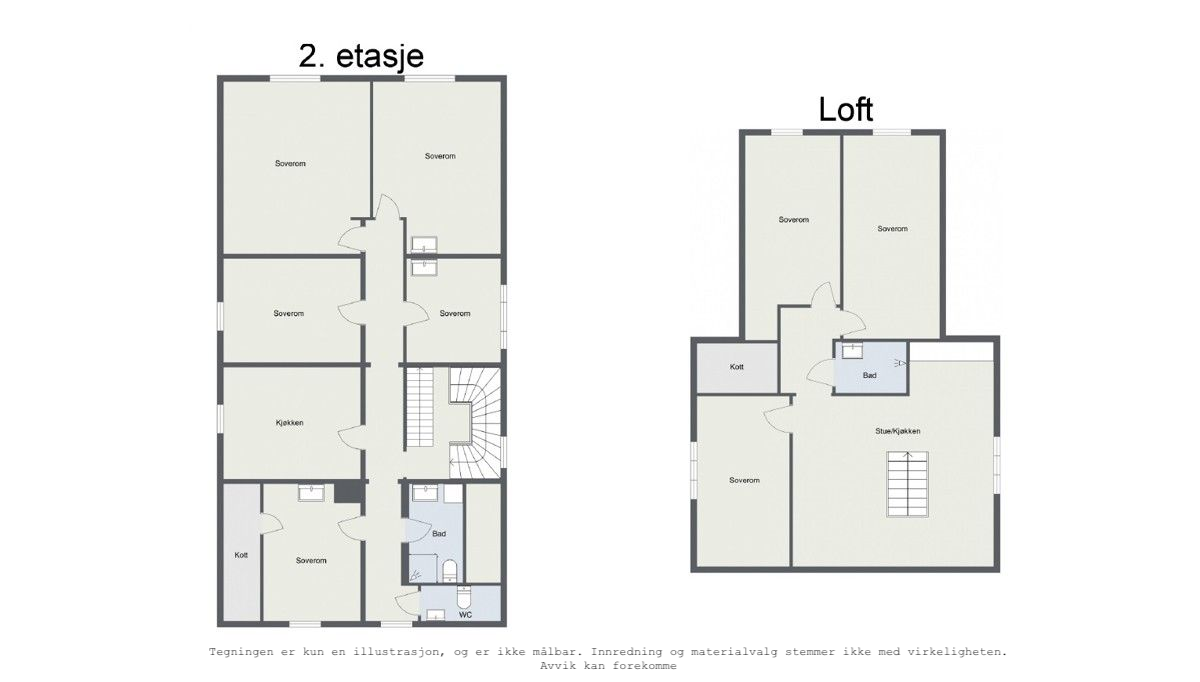 Plantegning 2. etasje og loft. Galleribilde