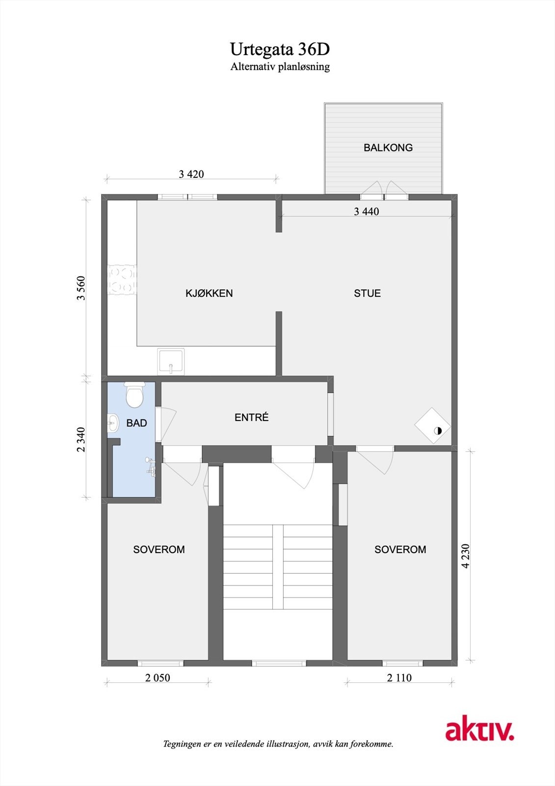 Flere leiligheter i gården har endret planløsning ved å flytte kjøkken inn på det største soverommet og åpnet opp mellom stuen og kjøkken. Man har da fått 2 nesten like store soverom i motsatt ende av leiligheten. Galleribilde