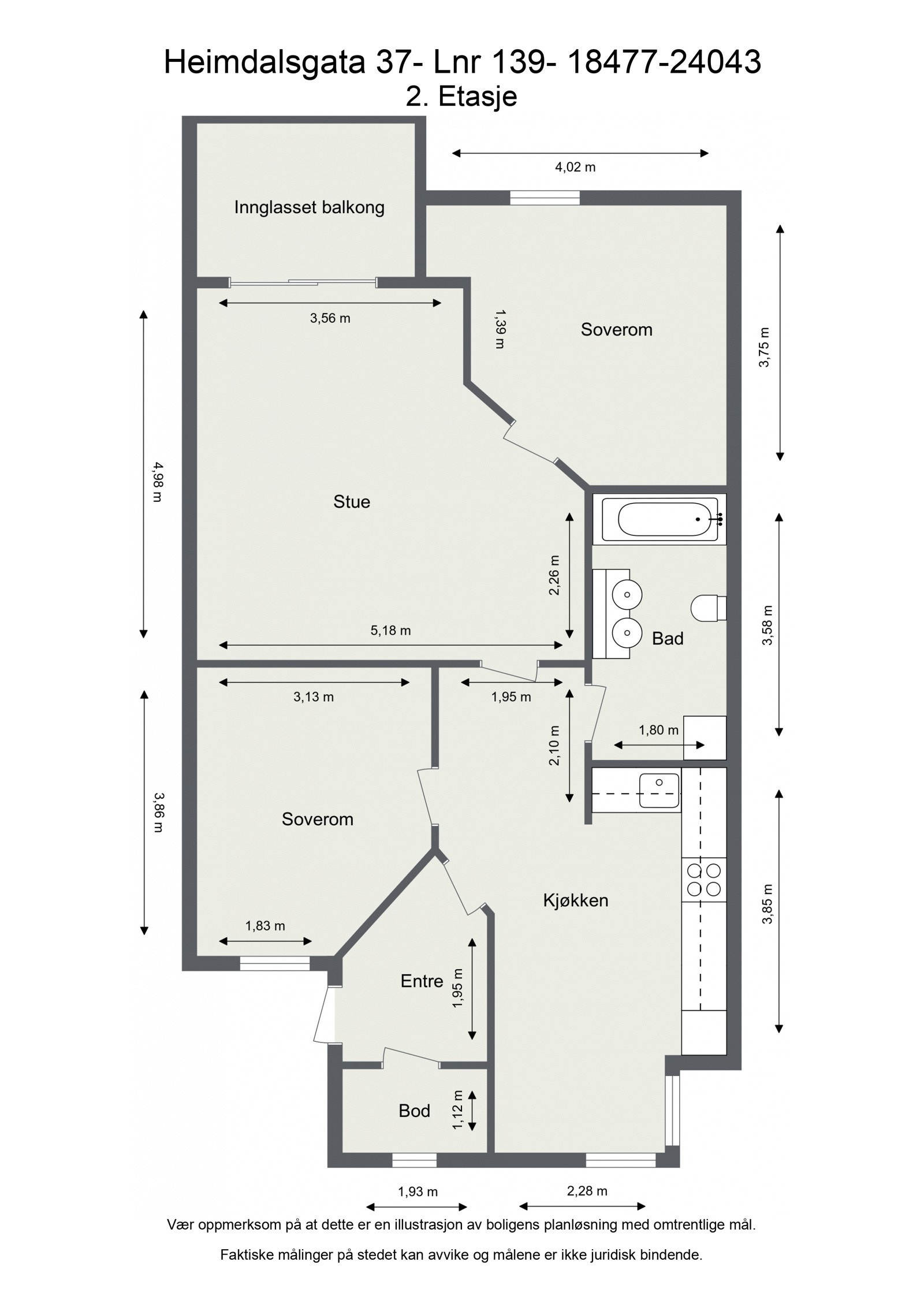 I tillegg til leilighetens arealer, disponerer du en bod på 6 m². Galleribilde