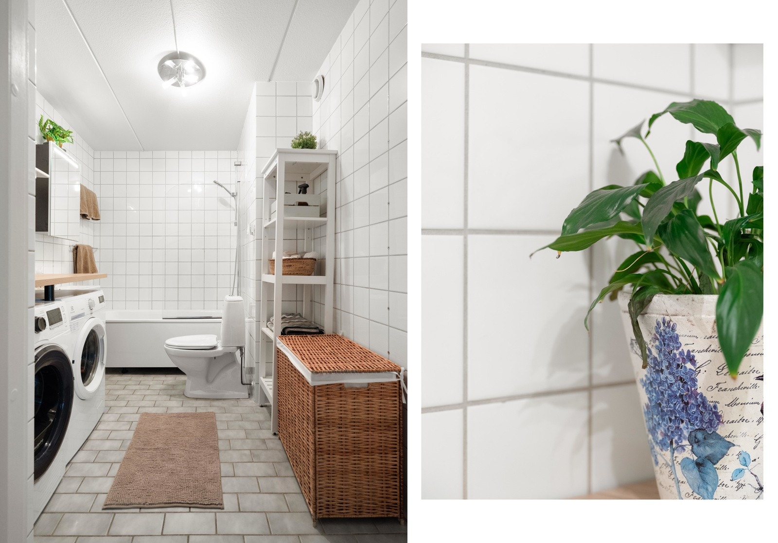 Fra entreen finner vi det flislagte badet. Galleribilde