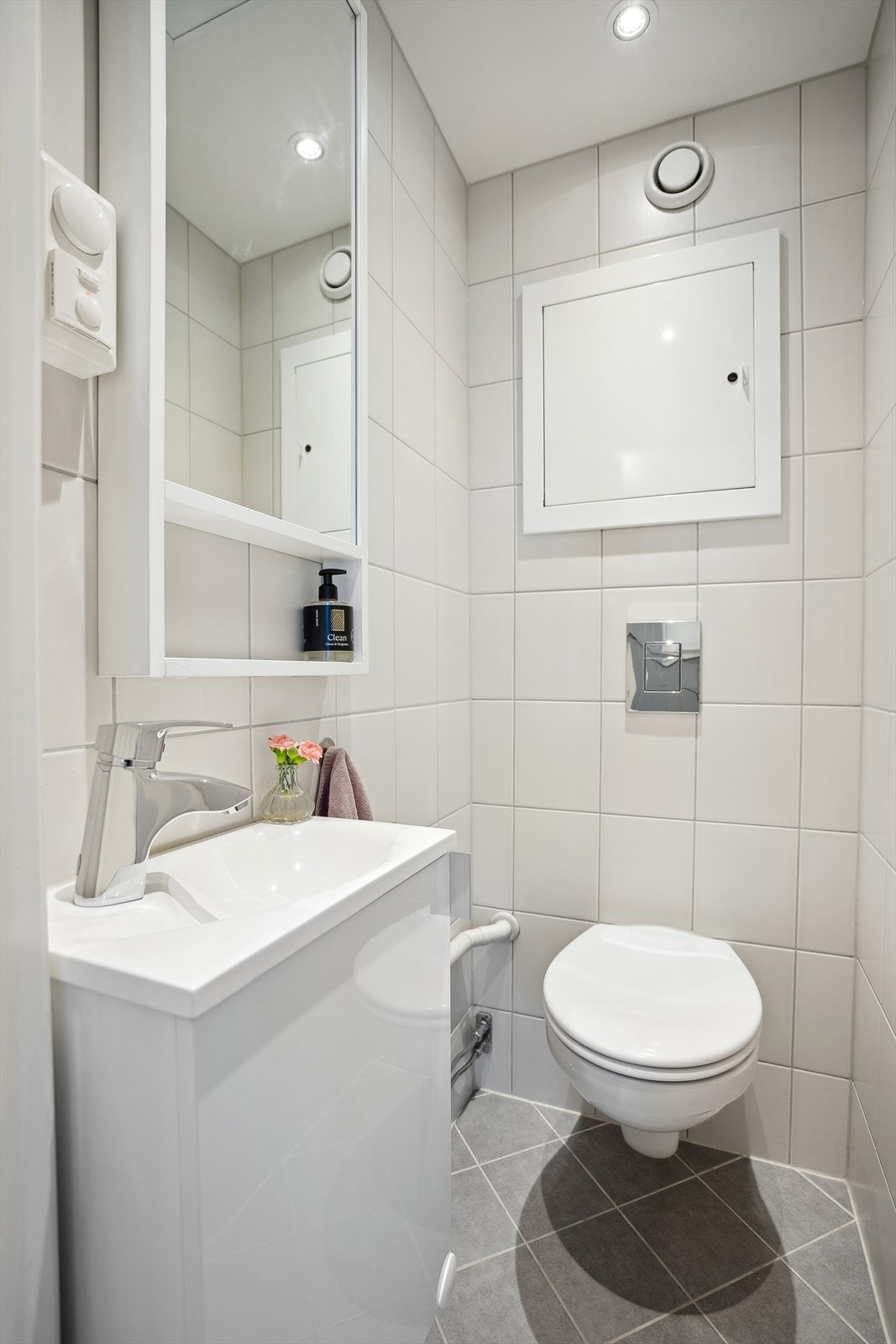 Praktisk separat wc-rom med vegghengt toalett Galleribilde