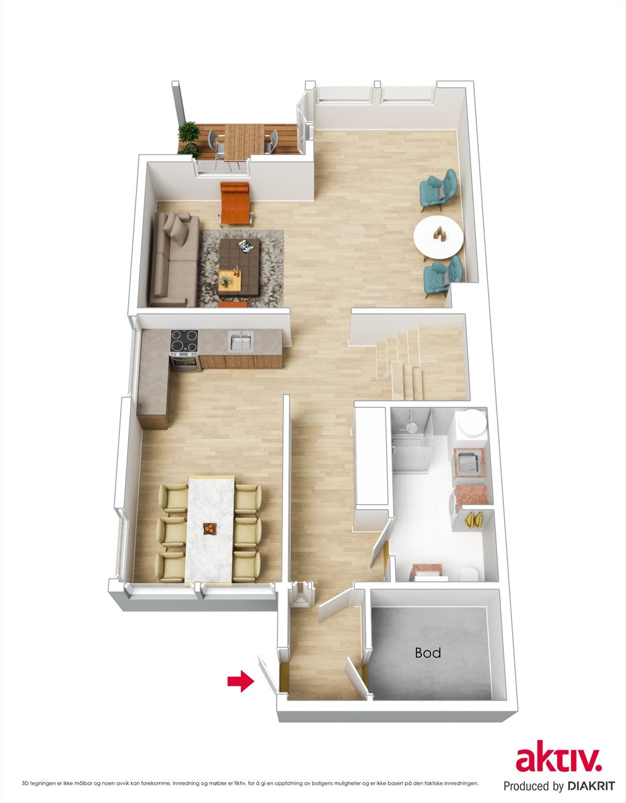 3d plantegning 1.etasje Galleribilde