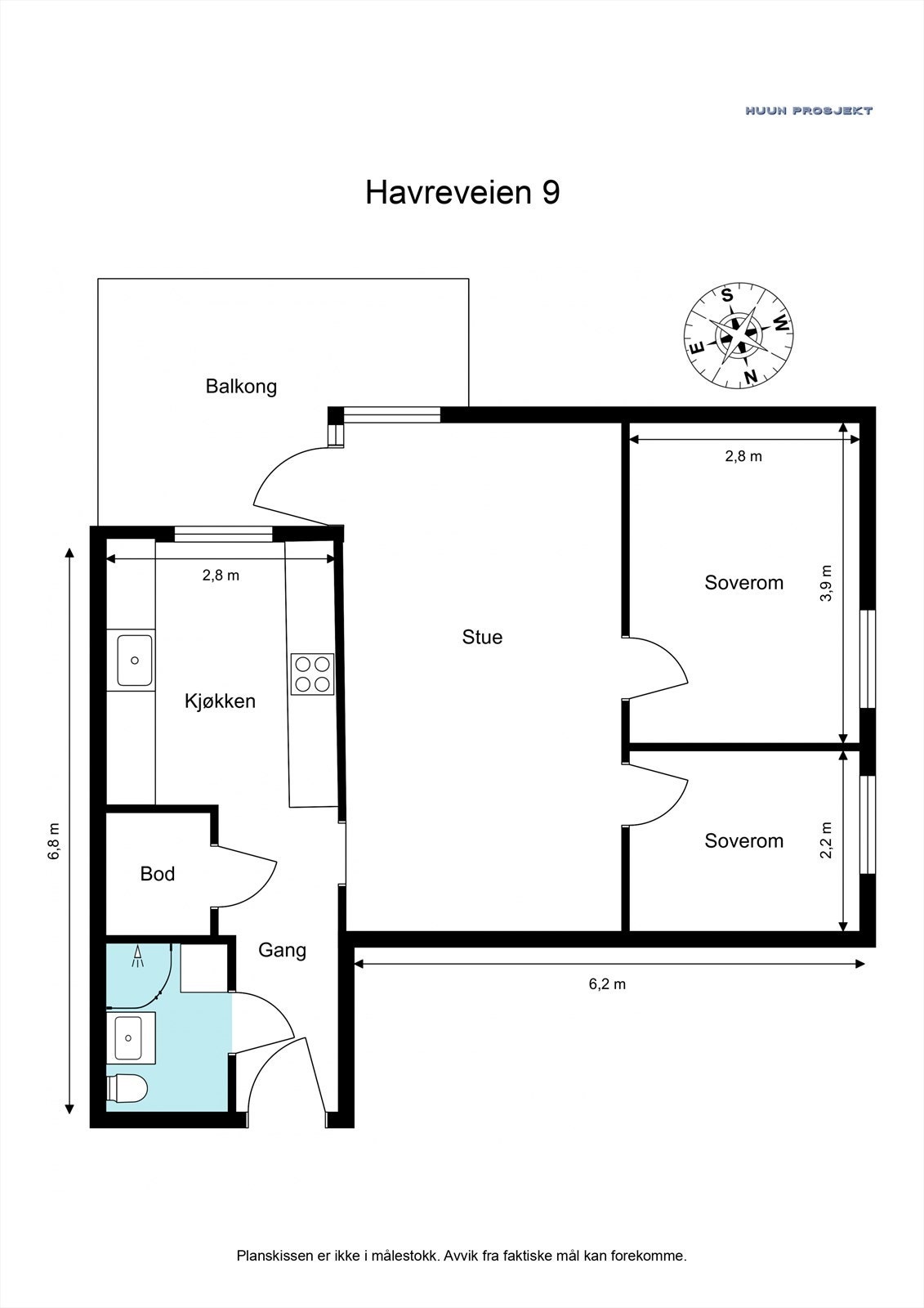 Plantegning Havreveien 9. Galleribilde