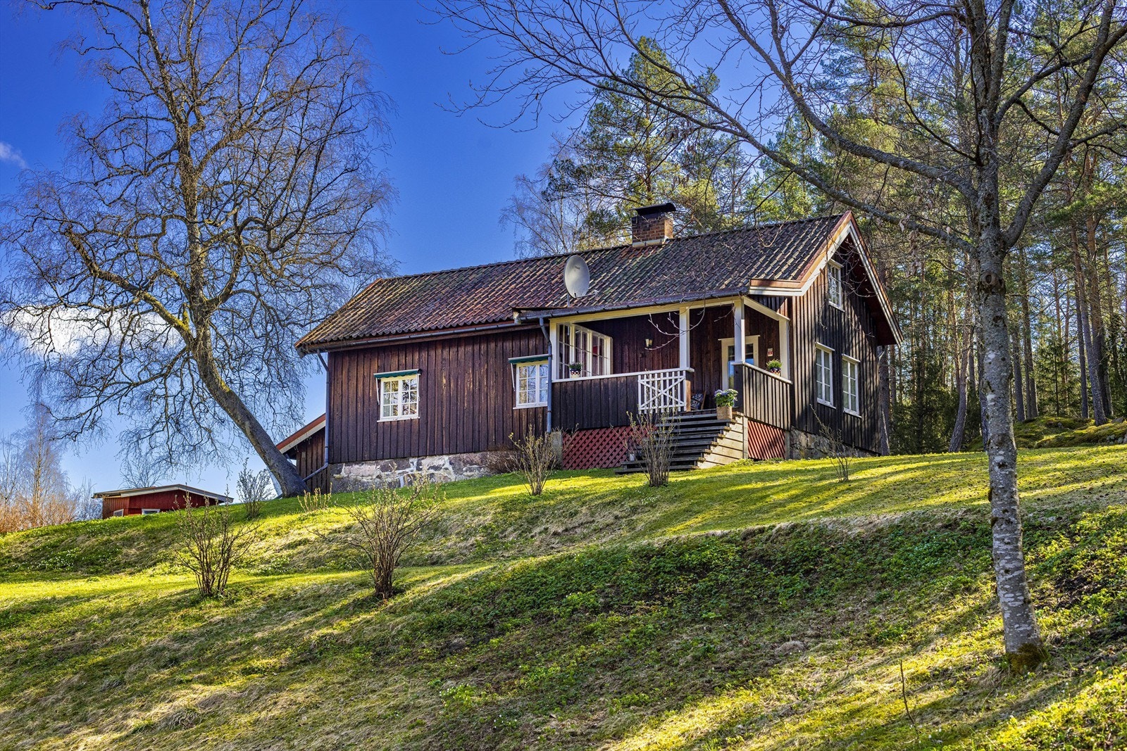 Eiendommen omgis av en flott turterreng i skog og mark, det går turstier på kryss og tvers Galleribilde
