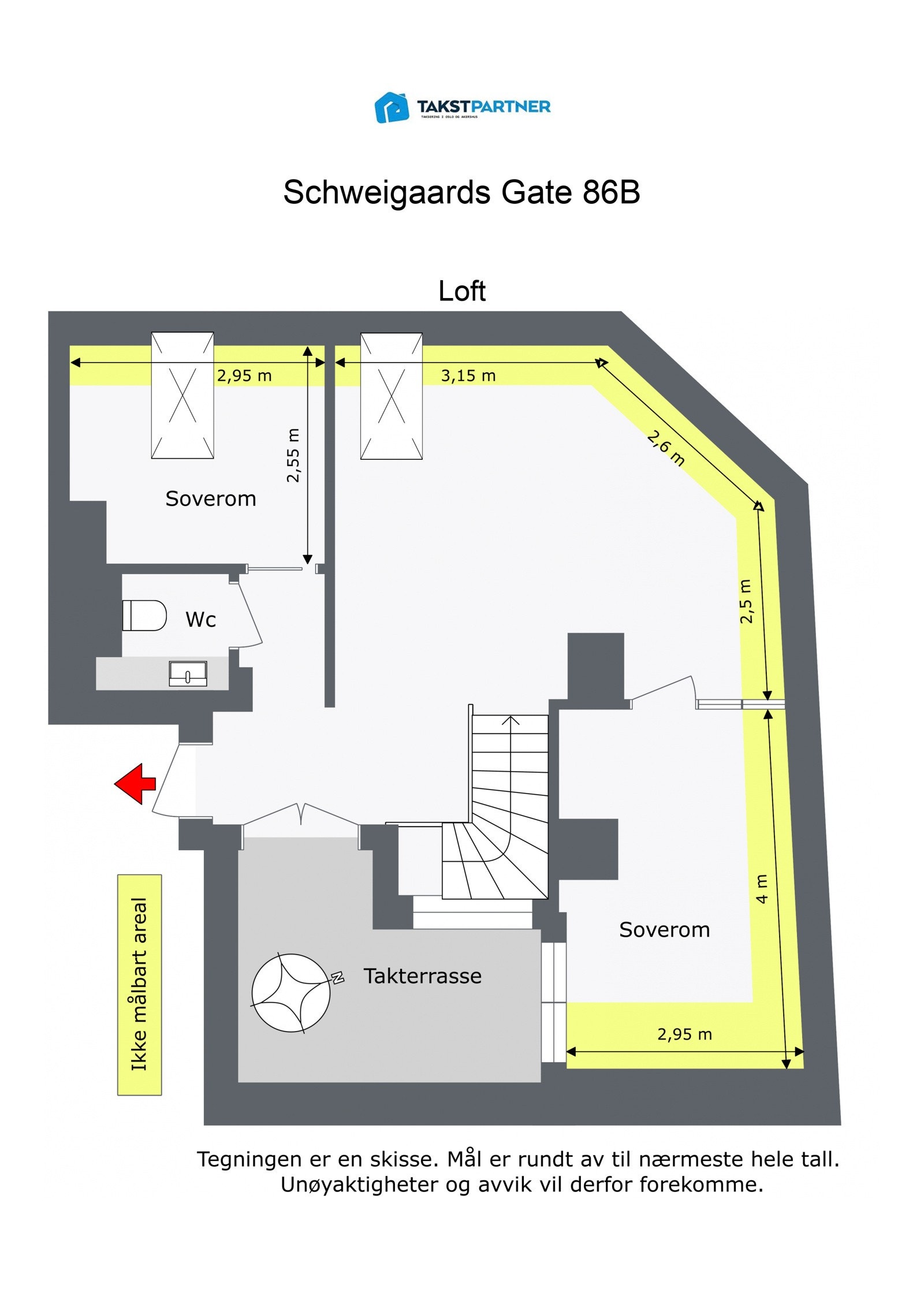 Plantegning - loftsetasje. Galleribilde