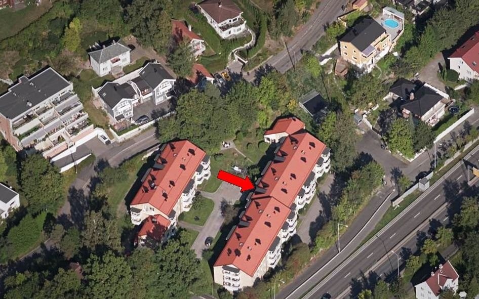 Dronebilde av område. Galleribilde