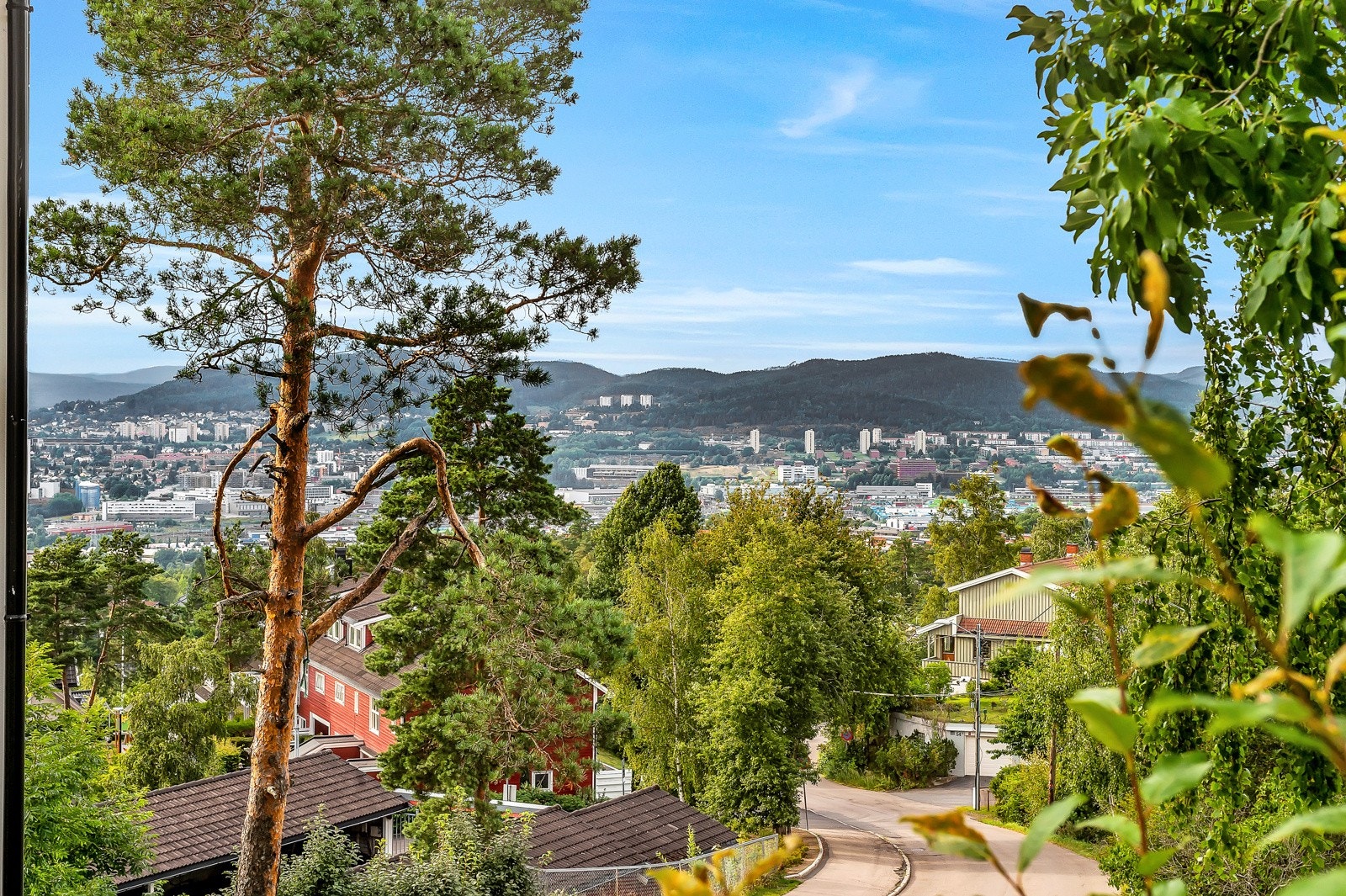 Her bor man skjermet til på et høydedrag med utsikt over byen Galleribilde