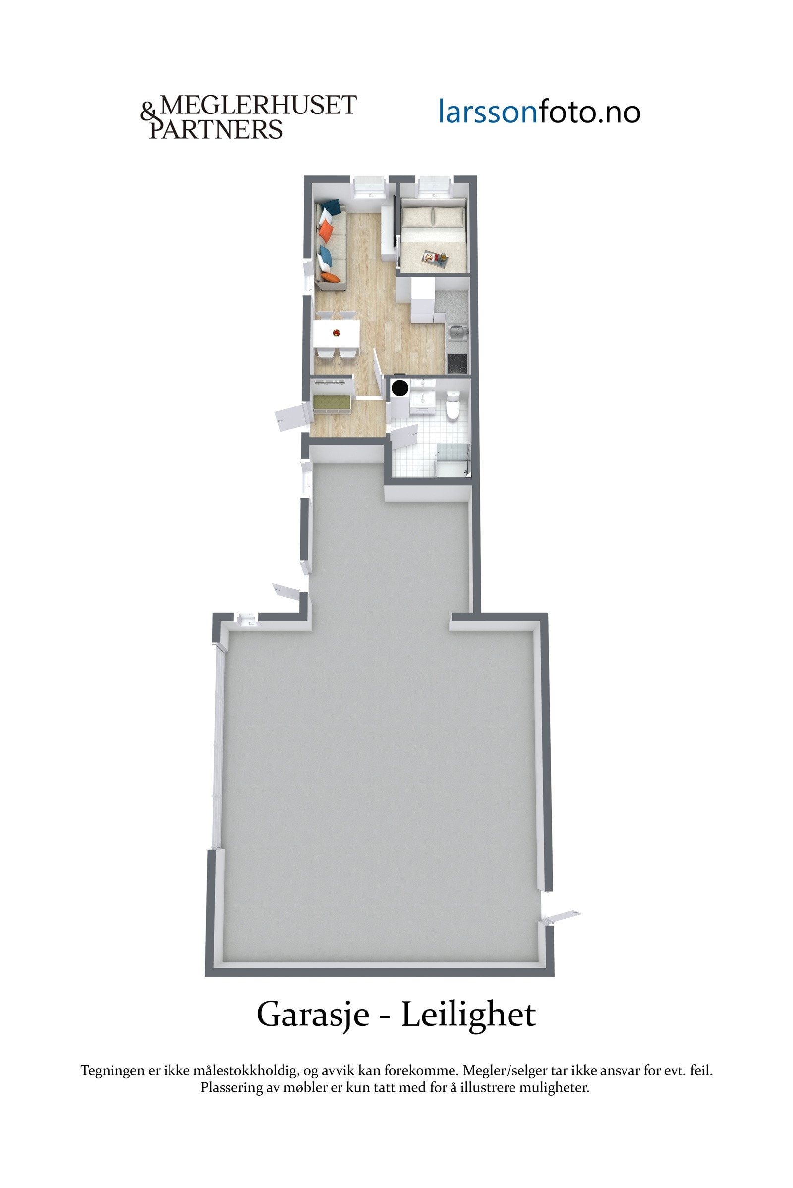 Planløsning for leilighet og garasje Galleribilde