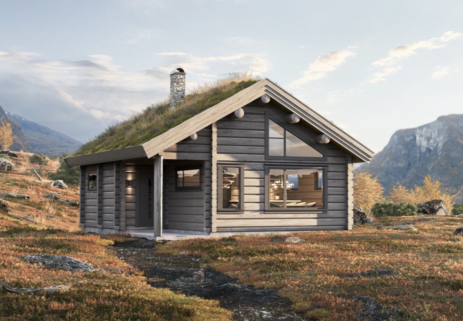 Lodge 3 - klassisk og effektiv hytte med mange funksjoner på et begrenset areal. Illustrasjon Galleribilde