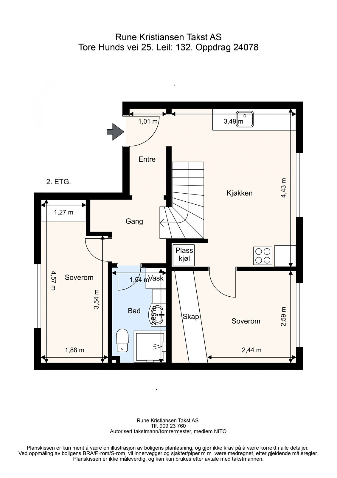 Vi starter med en titt på planskisse over boligen 1. etasje. Galleribilde