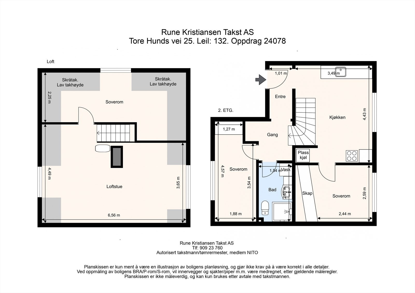 Plantegning Tore Hunds vei 25. Galleribilde
