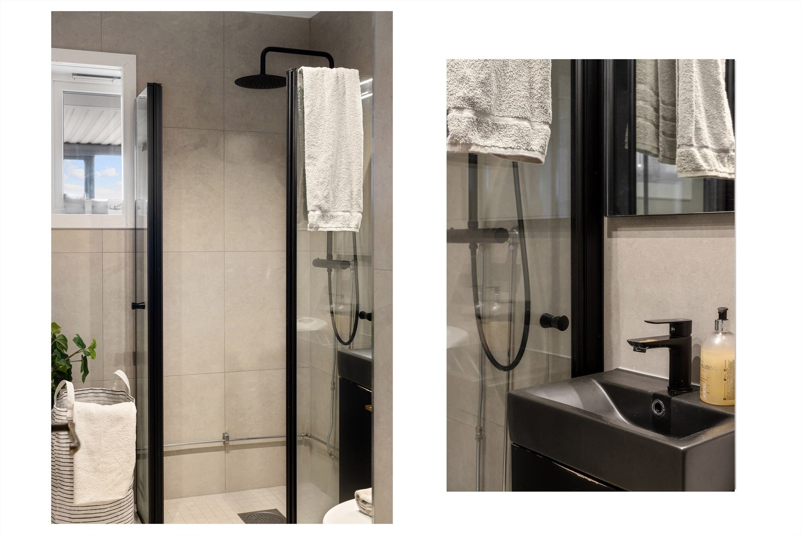 Baderomsinnredningen består av vegghengt servantinnredning med servant og et fint speil over servanten. Galleribilde