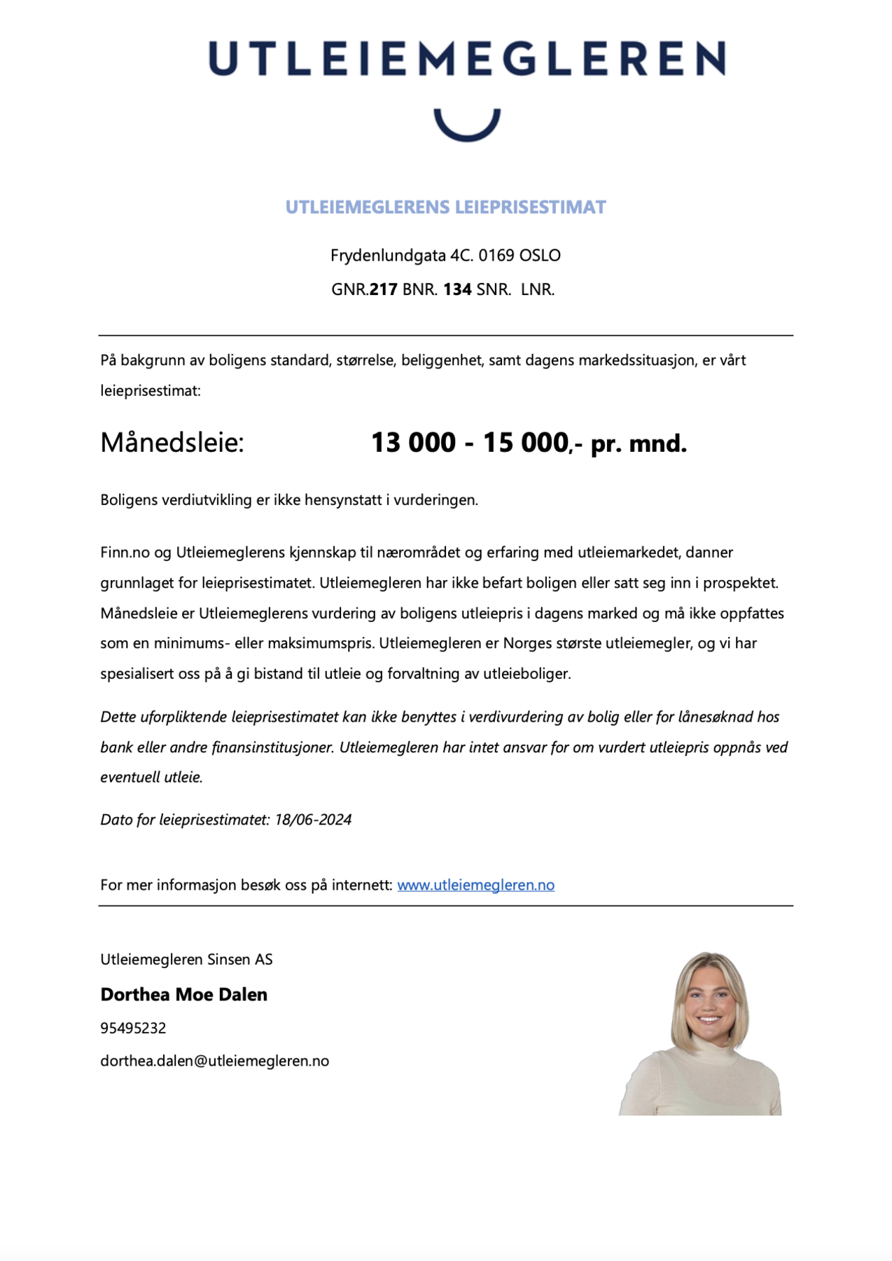Estimert utleieverdi. Galleribilde