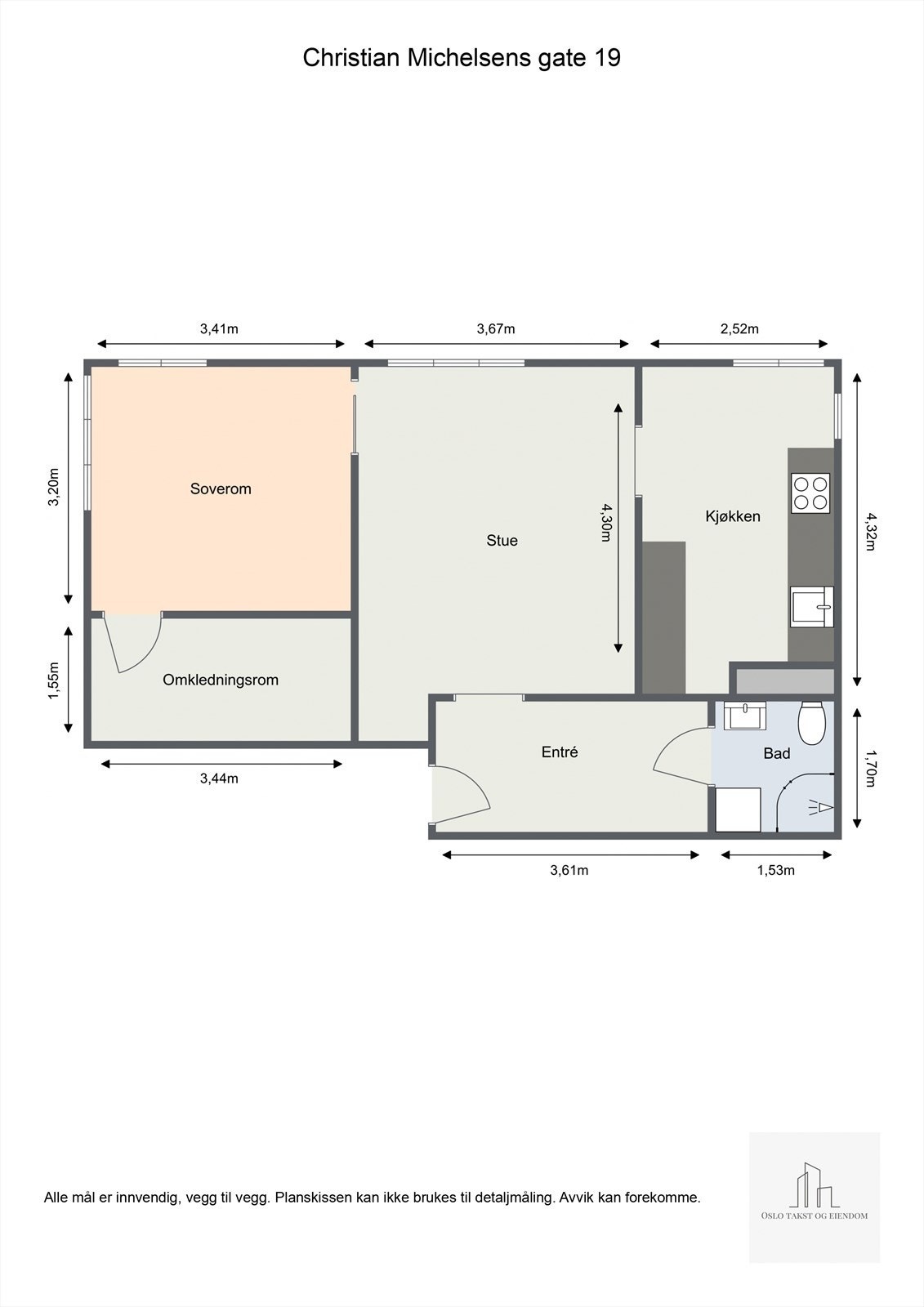 Målsatt plantegning. Galleribilde