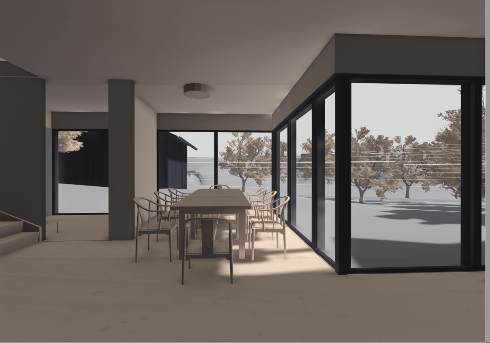Tidsmessig utforming med store vindusflater og romslig areal. Galleribilde