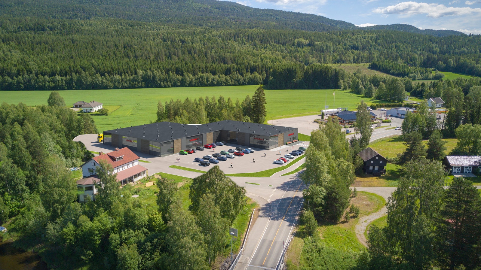 Meget bra beliggenhet på vei til Valdres. God eksponering mot E16 Ådalsveien. Galleribilde