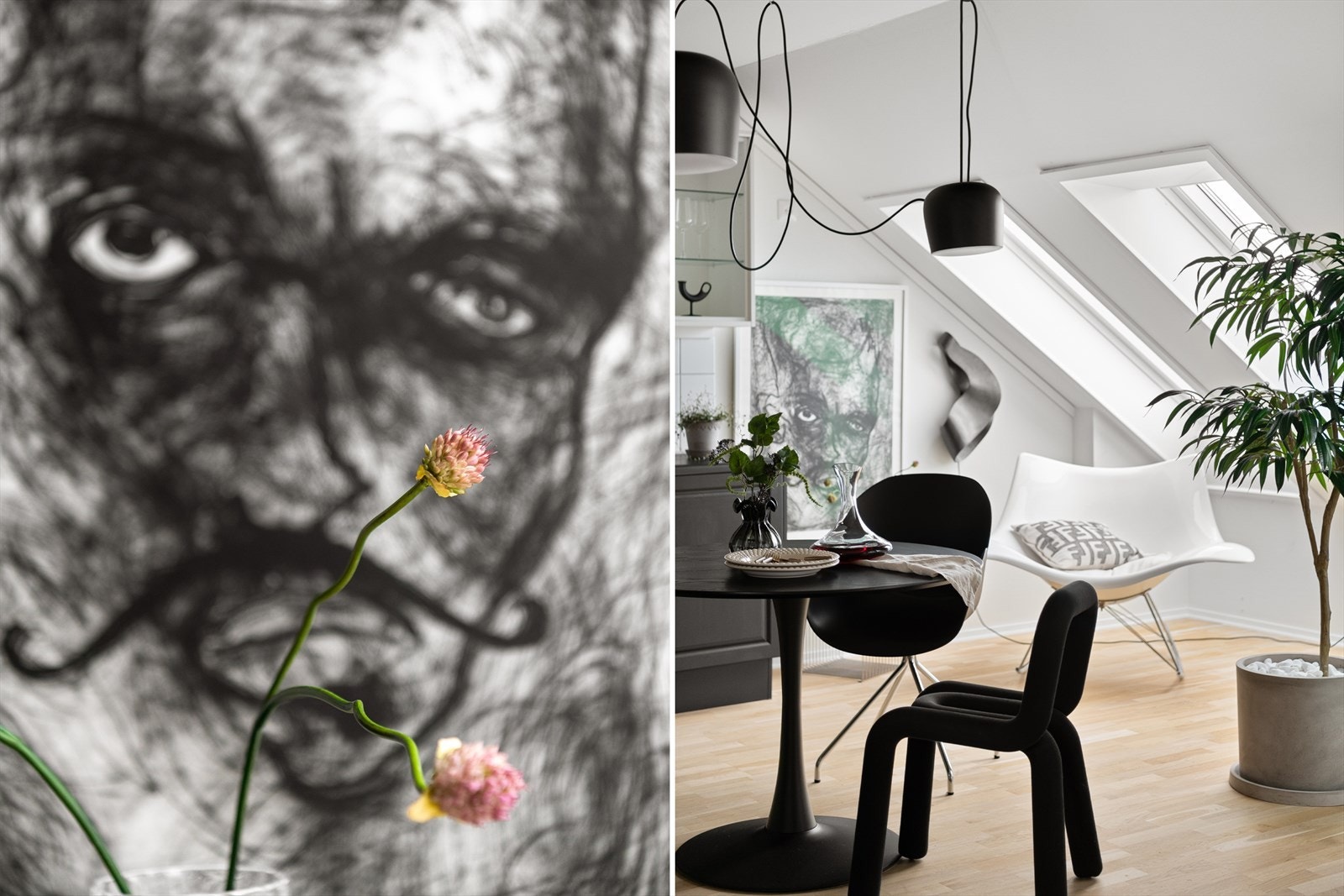 Leilighetens unike utforming gir fleksible innredningsmuligheter etter ønske og behov. Galleribilde