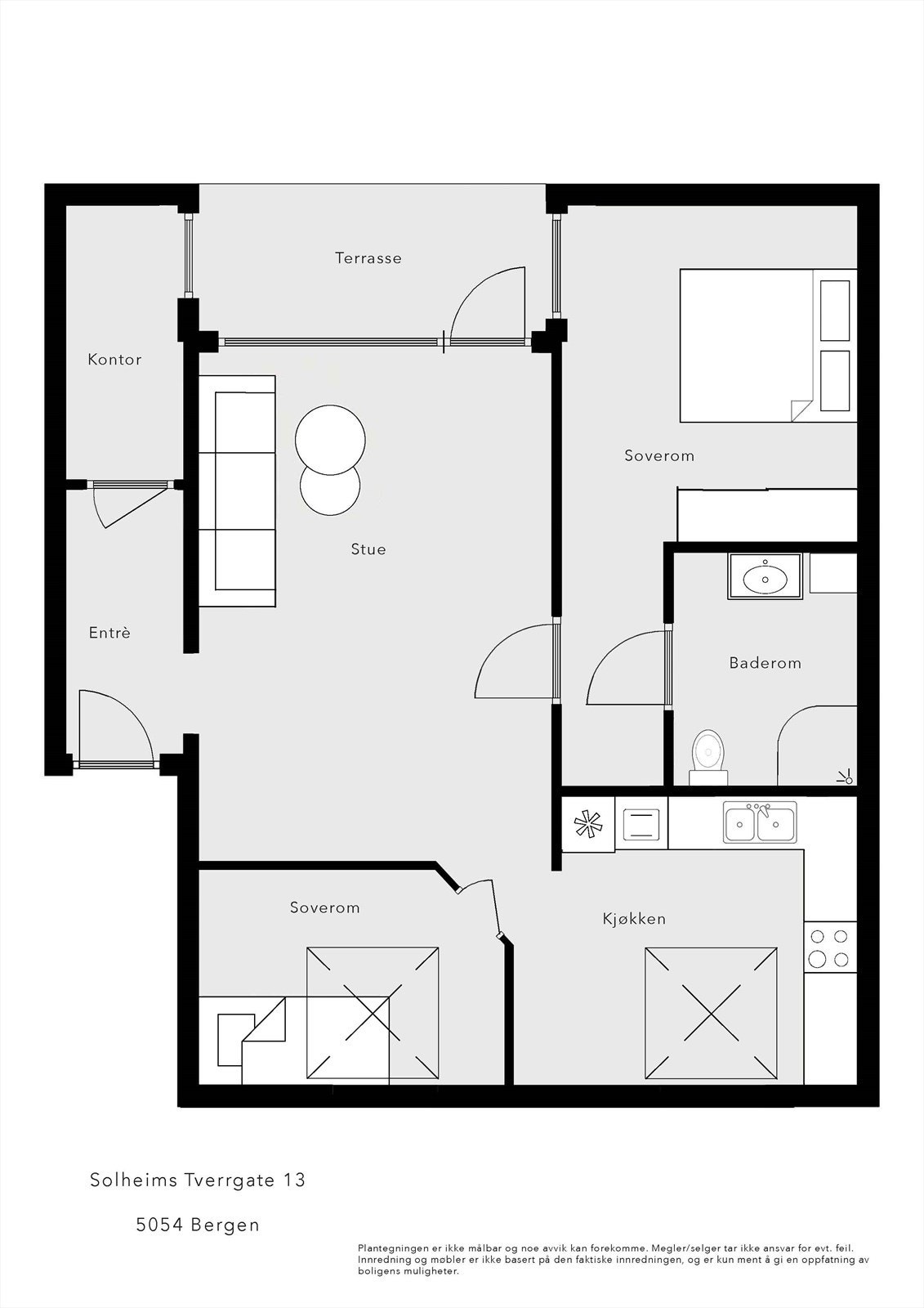 Alternativ planløsning hvis man ønsker å lage et ekstra rom Galleribilde