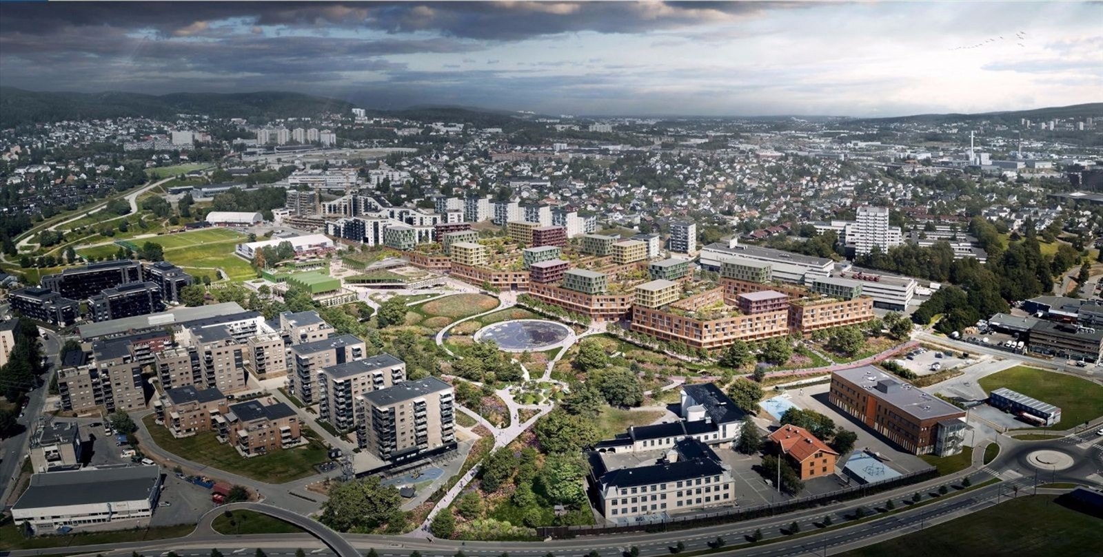 Det er mange spennende planer i nærområdet med blant annet stor park, vannspeil, boliger, barnehage m.m. Galleribilde