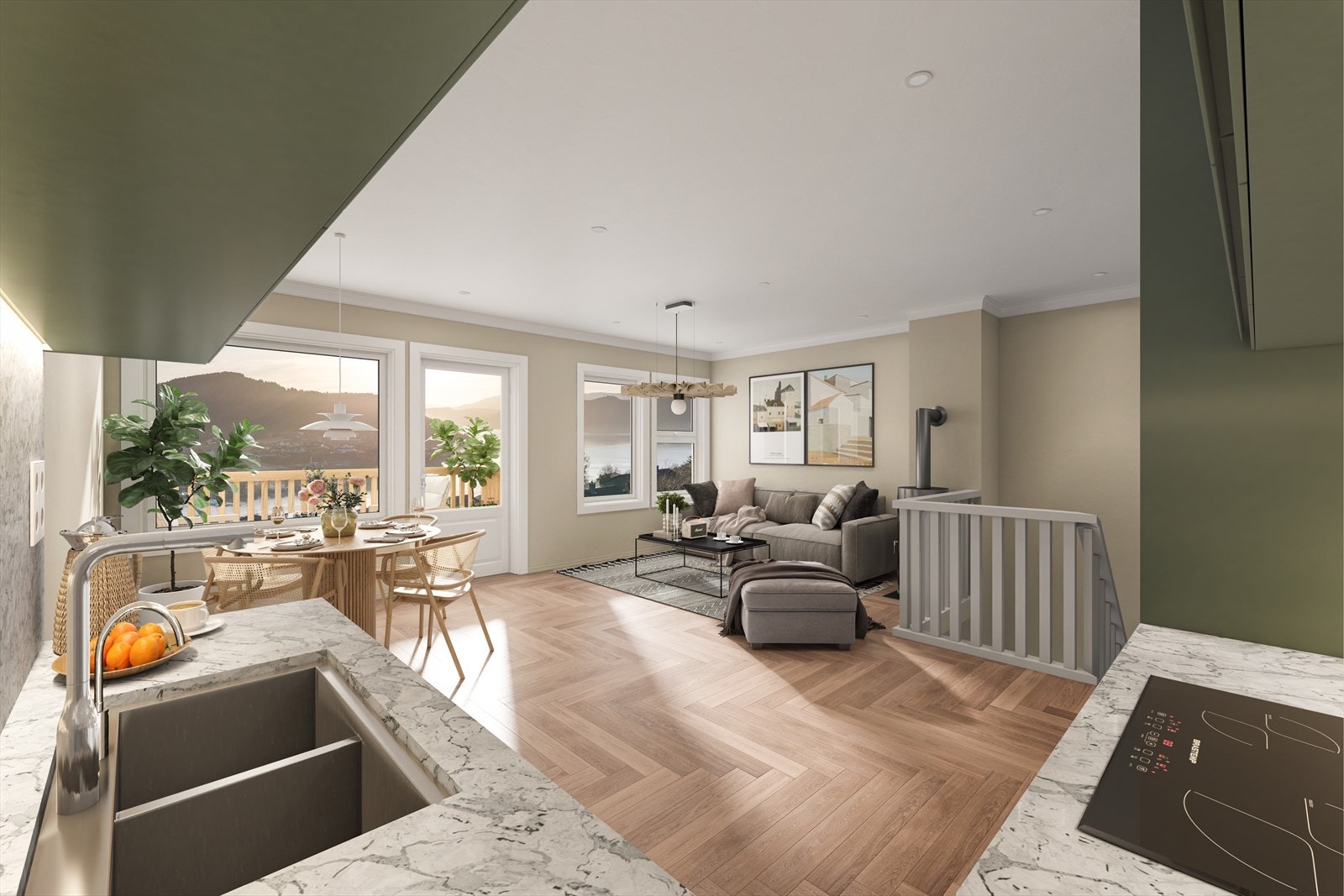 Illustrasjon stue (ene enheten blir speilvendt). Avvik kan forekomme. Galleribilde