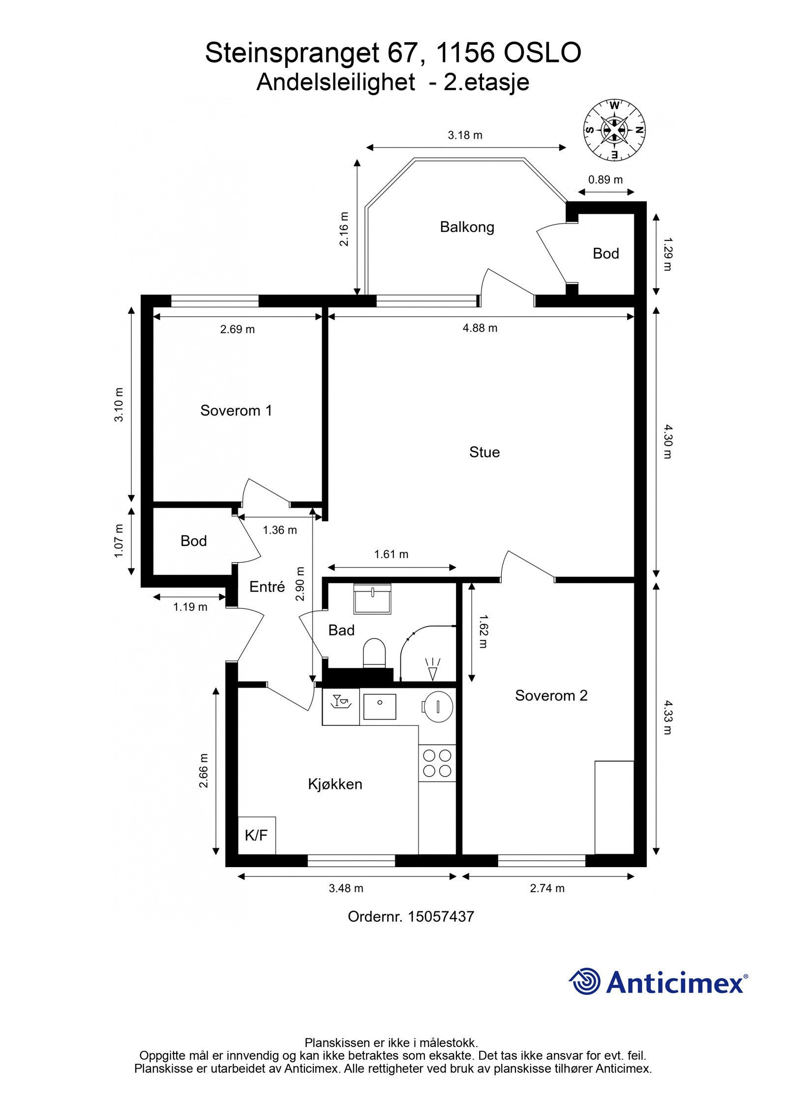 Leiligheten disponerer masse lagringsplass i 4 boder hvorav en på loft, en på balkongen og to i kjeller. Galleribilde