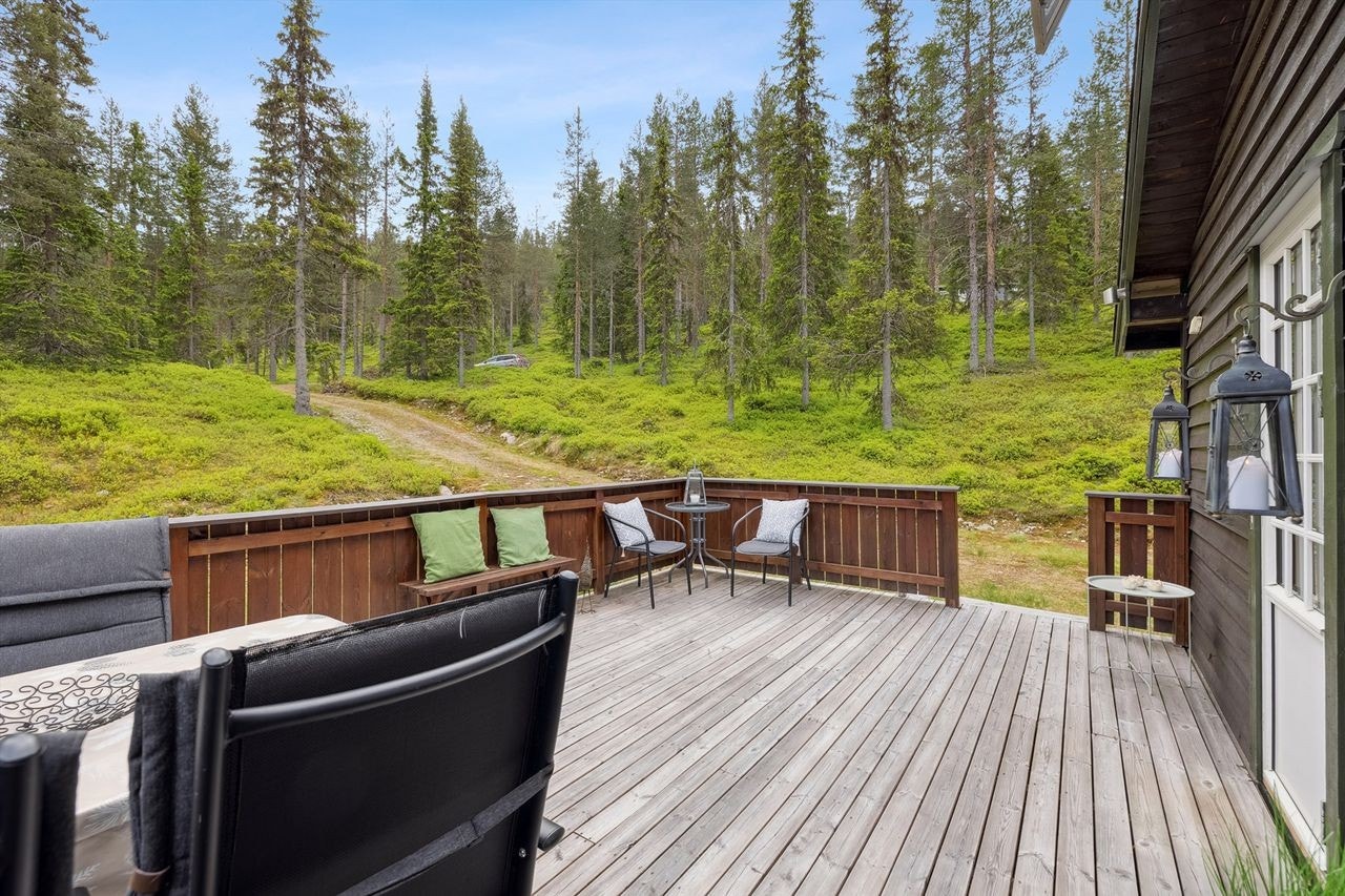 Terrassen er romslig med adkomst fra stuen og terrenget. Galleribilde