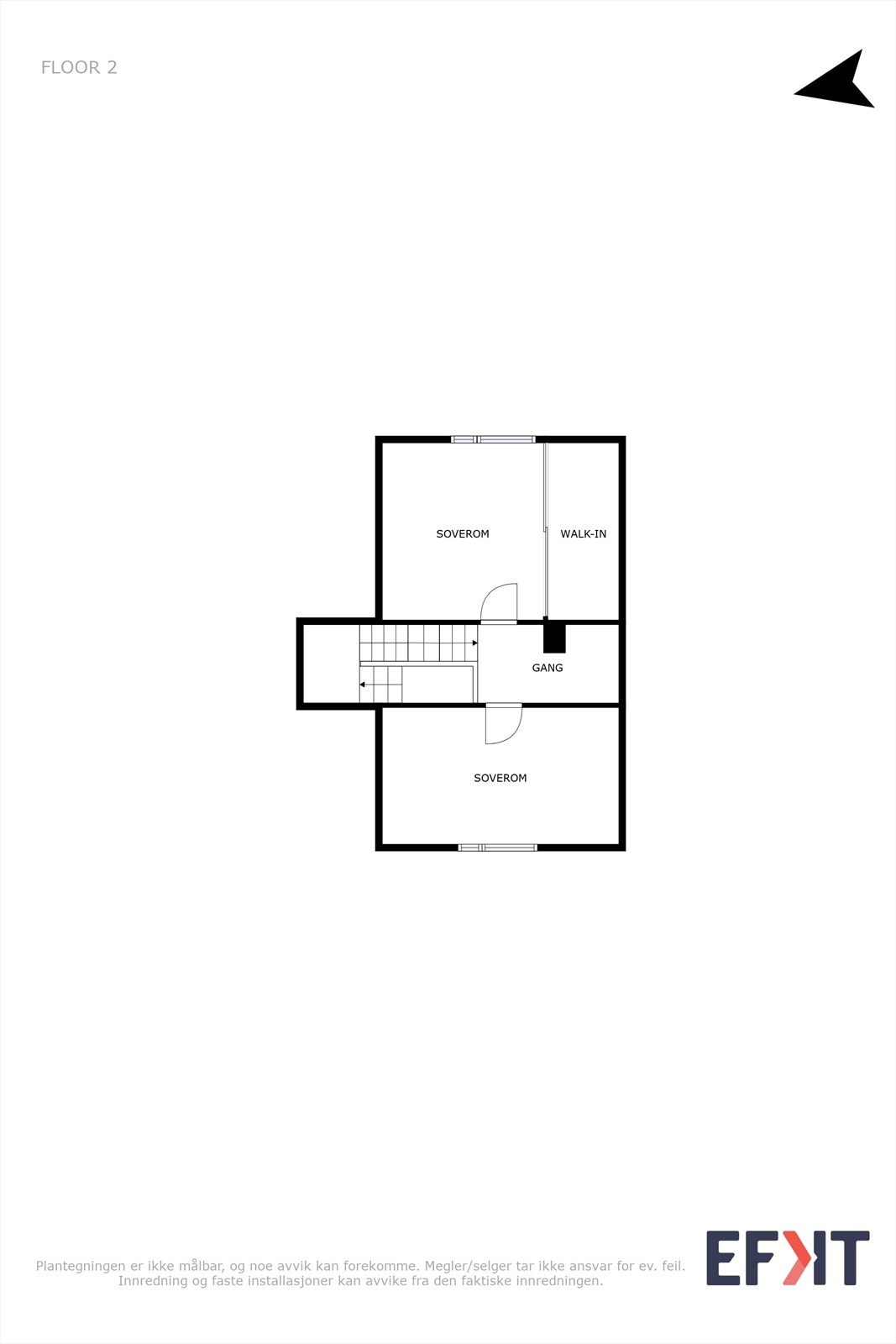 Velkommen opp til 2. etg. I denne etasjen finner du 2 rom bruk som soverom, men rommene er ikke godkjent til varig opphold. Galleribilde