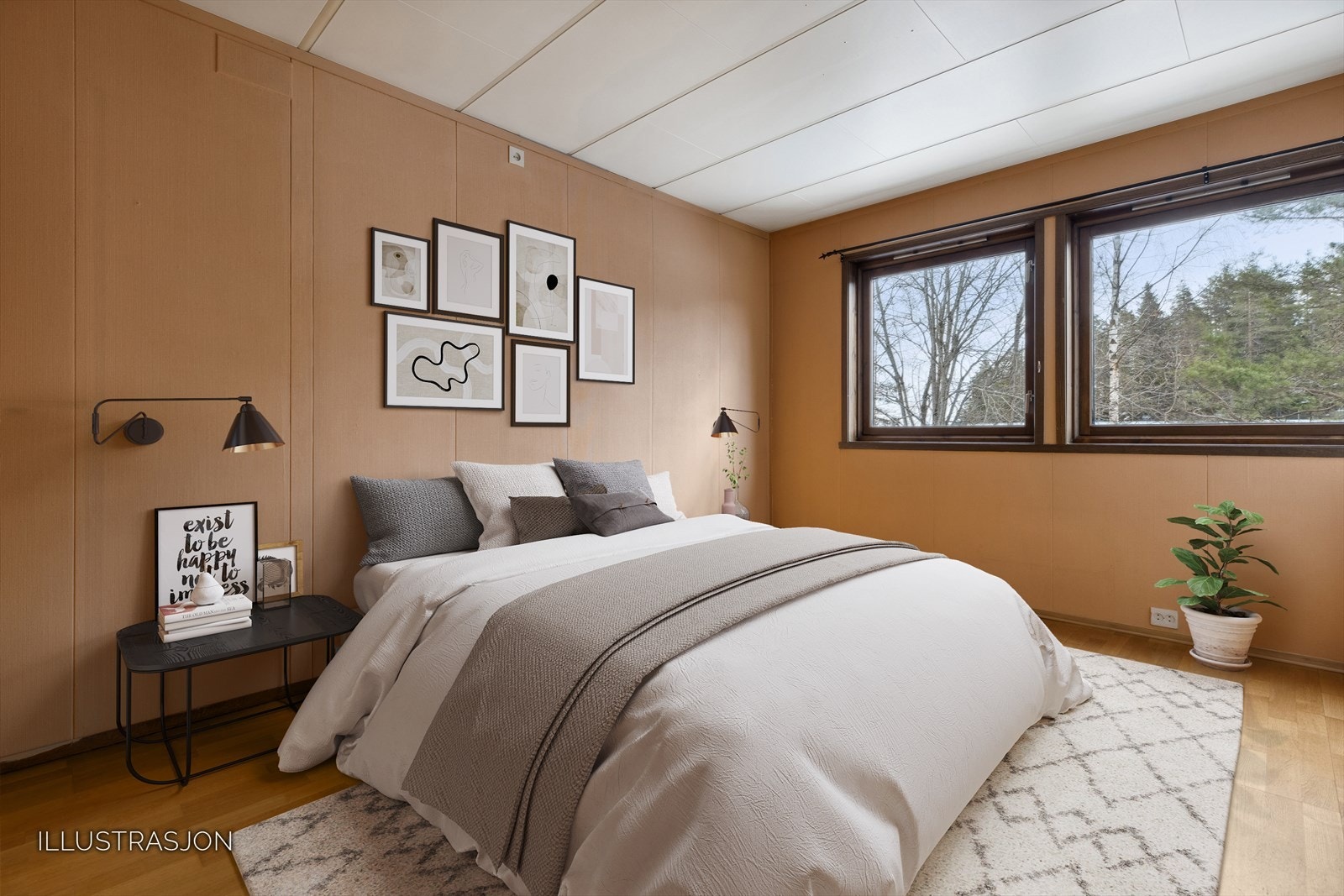 Hovedsoverommet ligger med inngang fra stuen. Selger har benyttet dette rommet som en del av stuen tidligere. Møblene er kun satt inn som en illustrasjon på bildet. Galleribilde